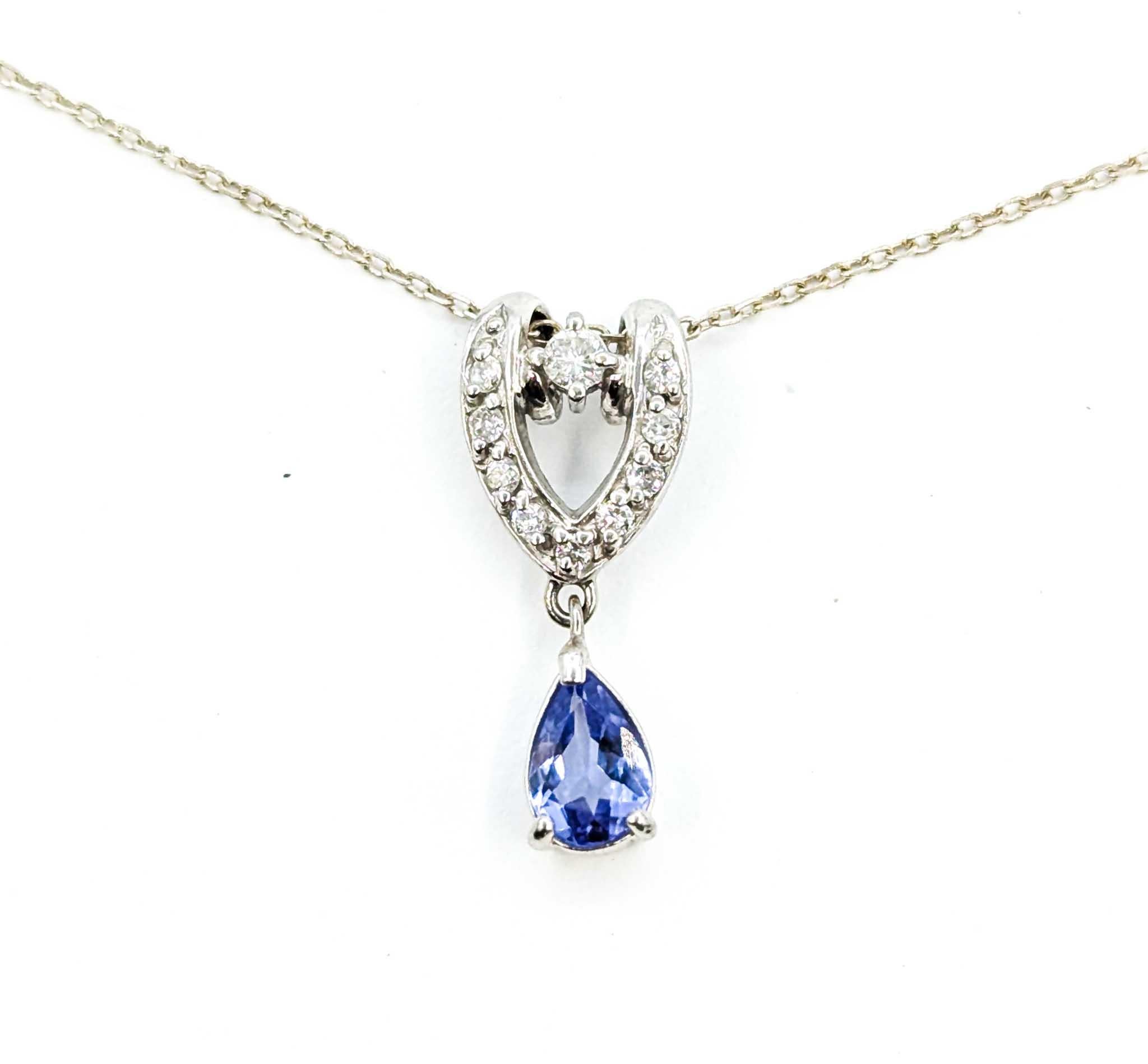 Enchanting Tanzanite and Diamond Pendant in Platinum For Sale 5