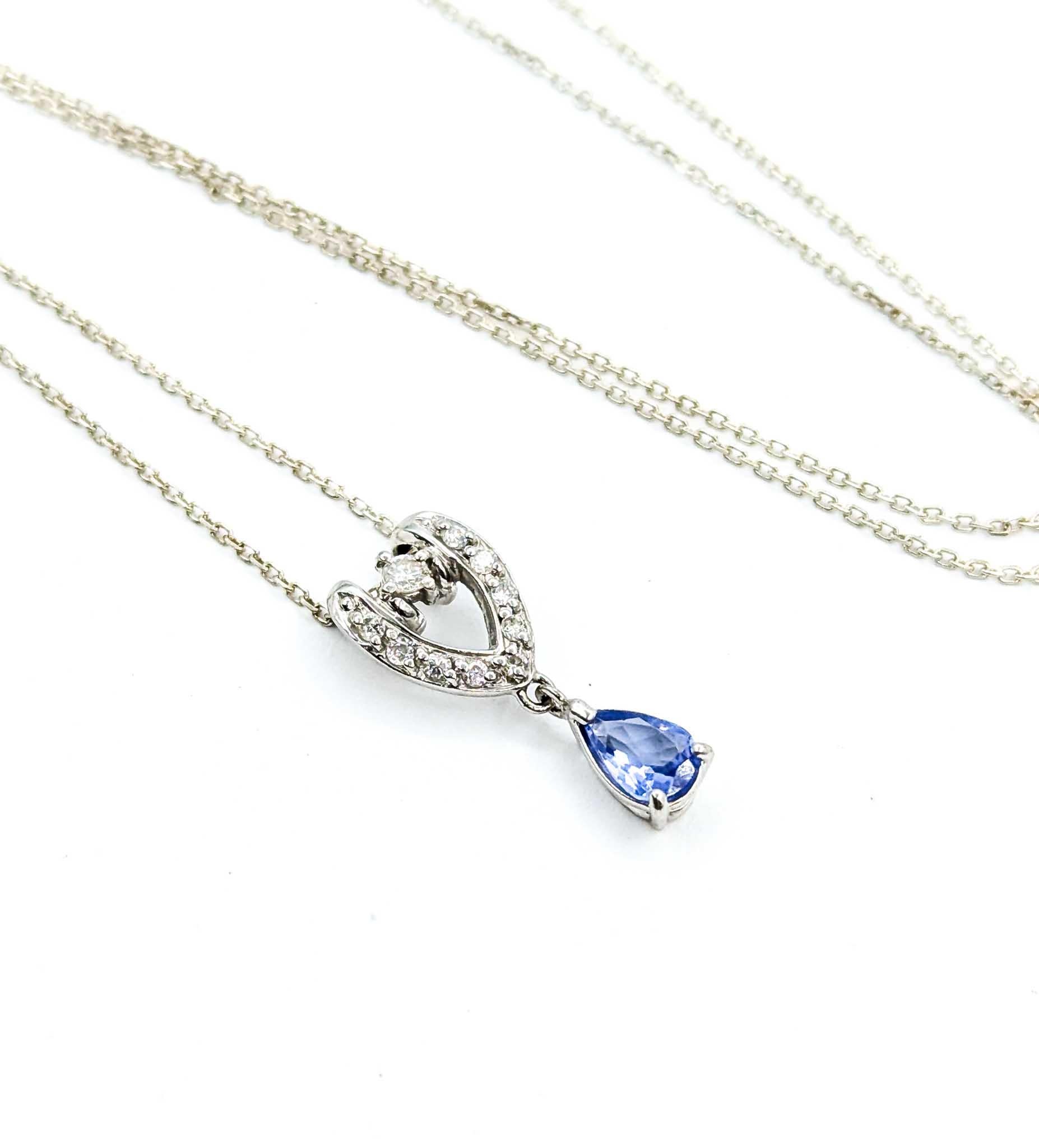 Enchanting Tanzanite and Diamond Pendant in Platinum In Excellent Condition For Sale In Bloomington, MN