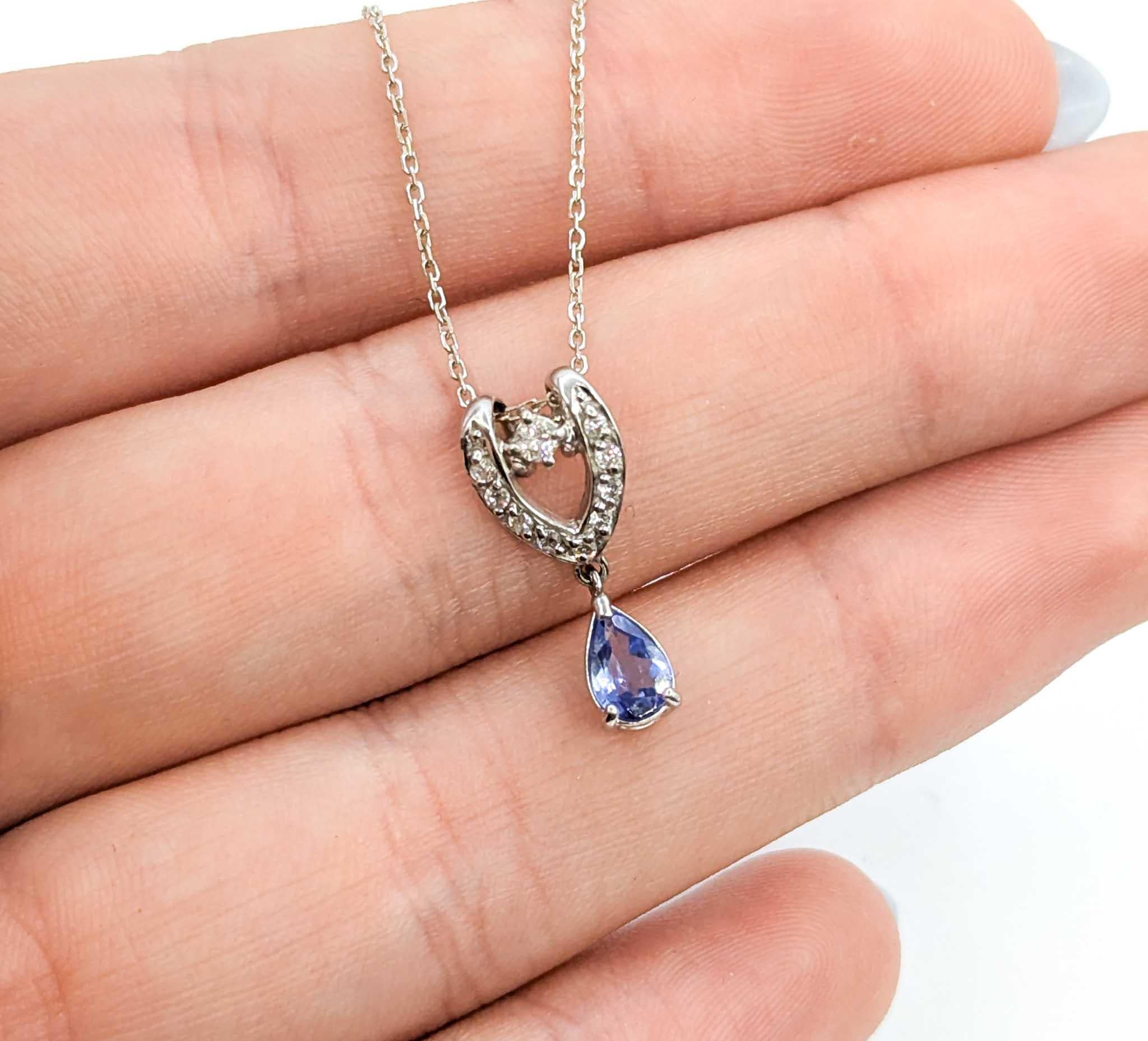 Women's Enchanting Tanzanite and Diamond Pendant in Platinum For Sale