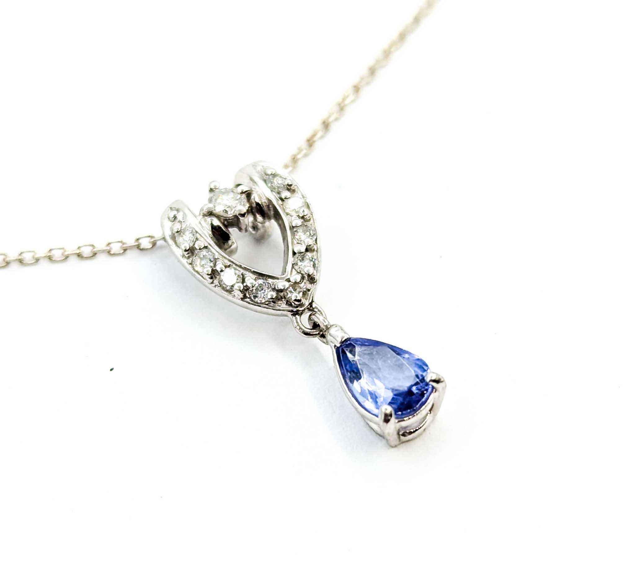 Enchanting Tanzanite and Diamond Pendant in Platinum For Sale 1