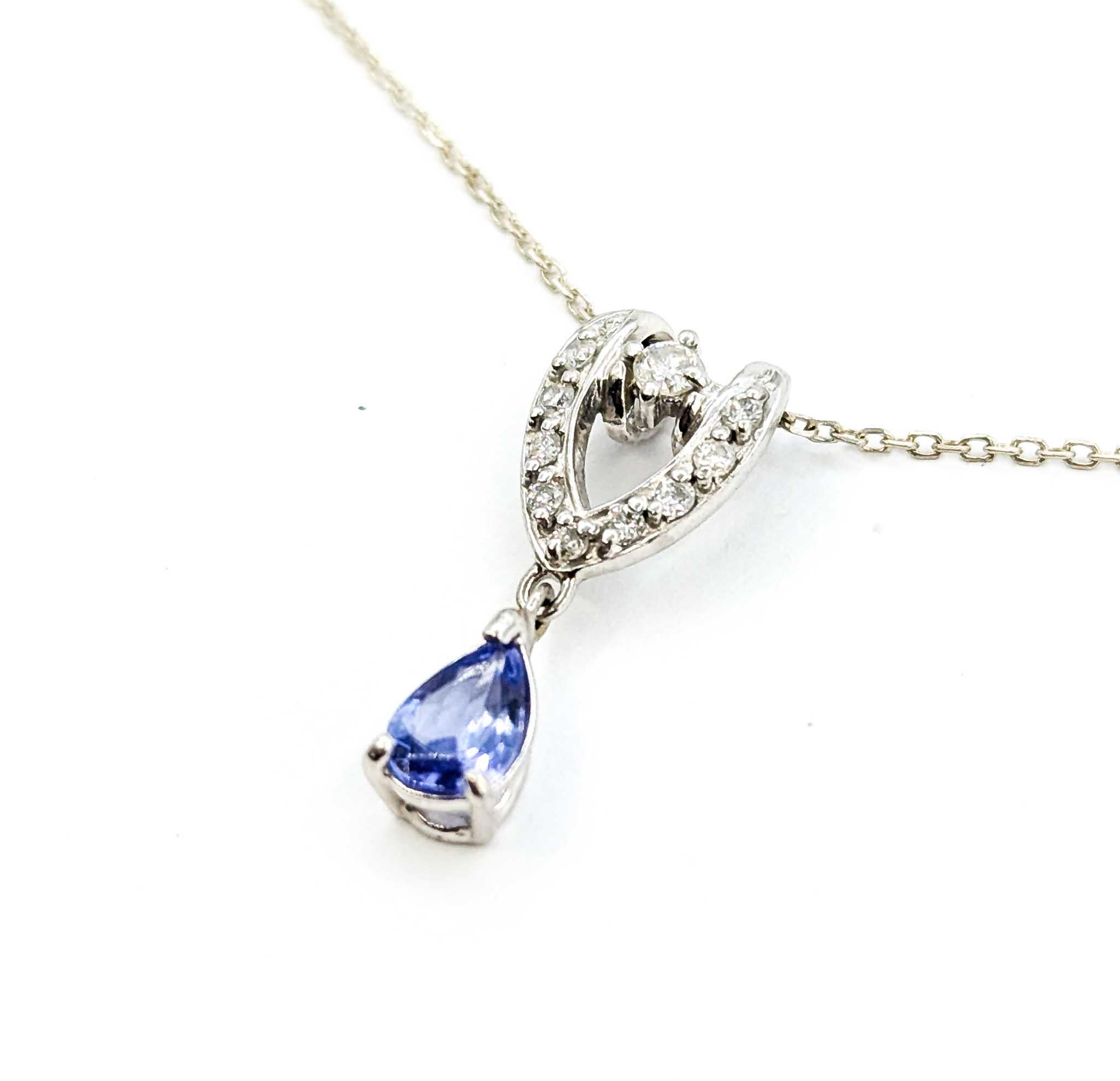 Enchanting Tanzanite and Diamond Pendant in Platinum For Sale 2