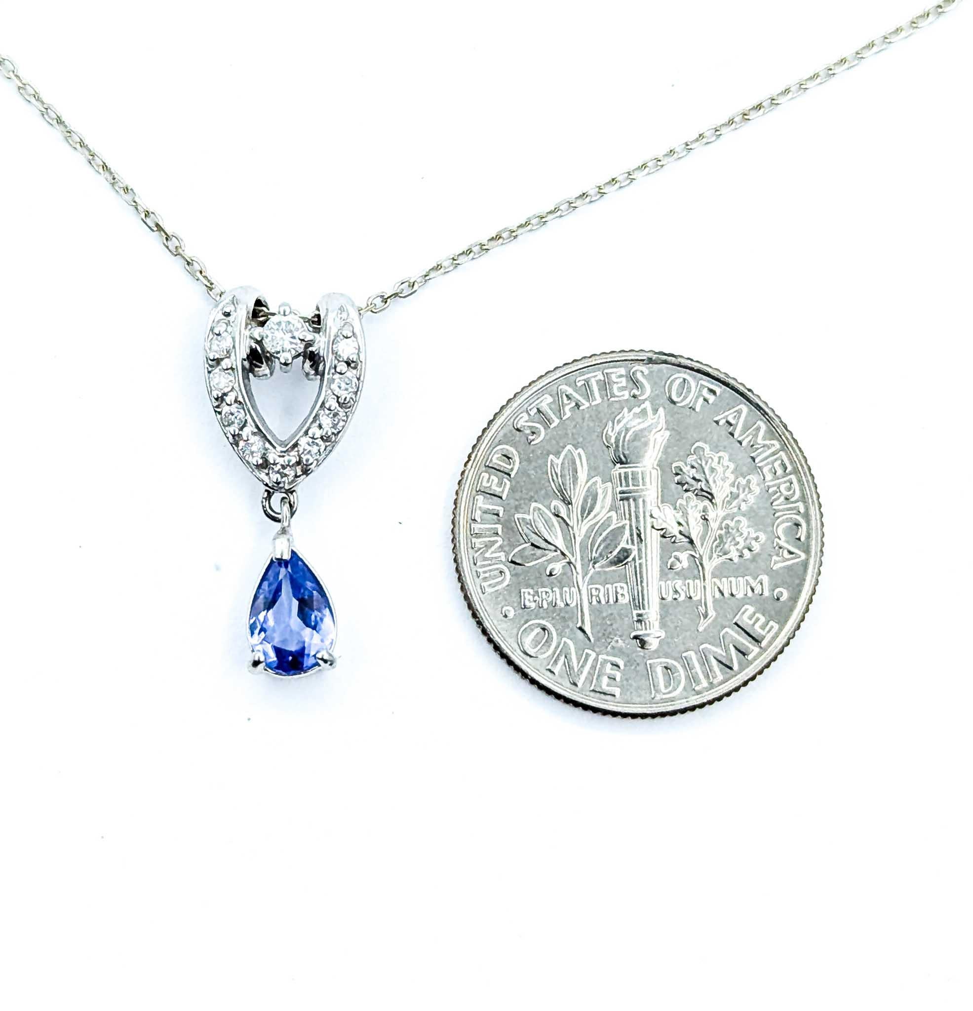 Enchanting Tanzanite and Diamond Pendant in Platinum For Sale 3