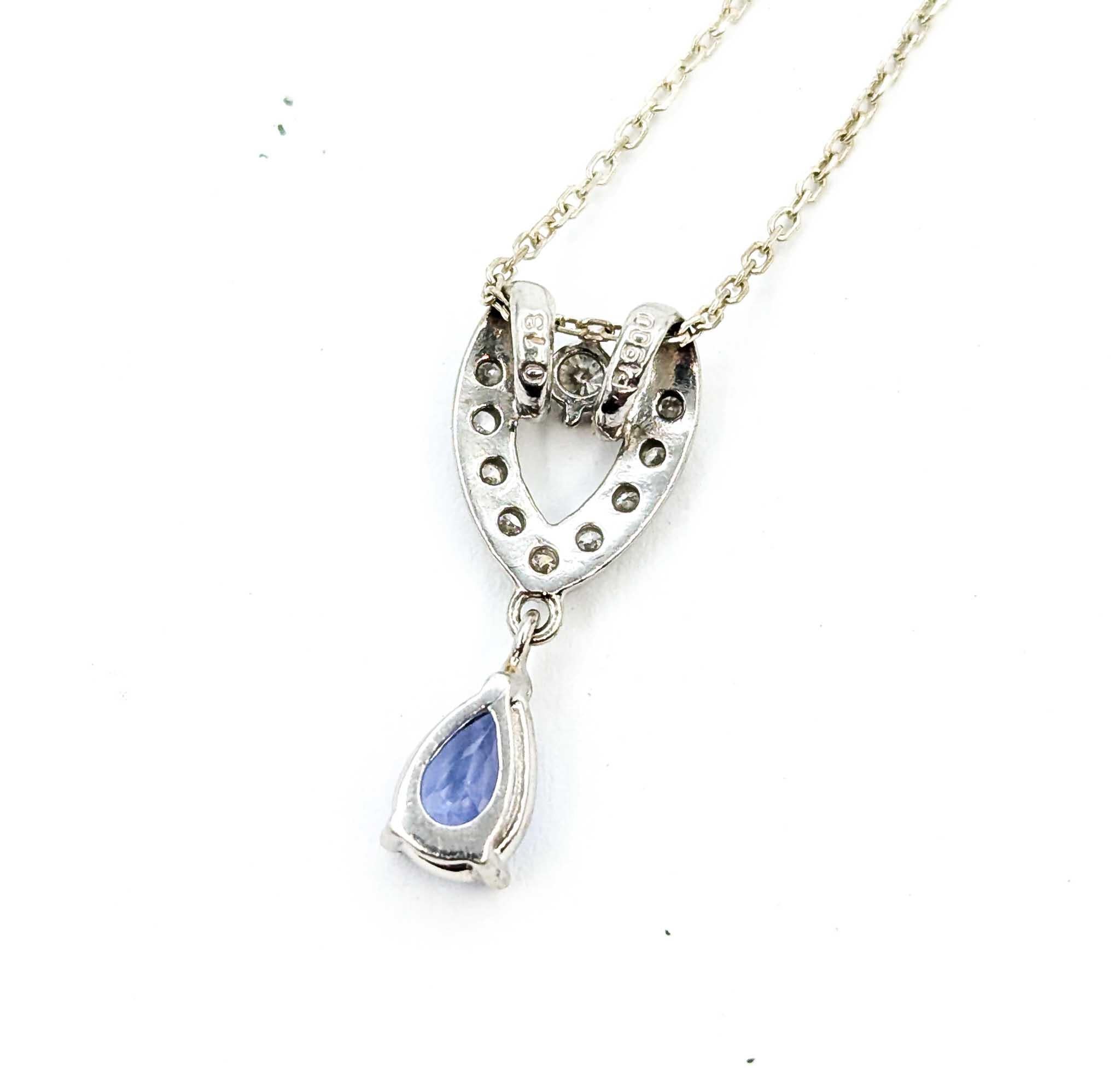 Enchanting Tanzanite and Diamond Pendant in Platinum For Sale 4