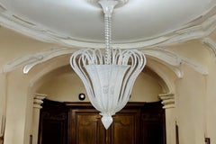 Bezaubernde Venini Atr. Reticello Murano Glas Laterne oder Anhänger 1940er Jahre