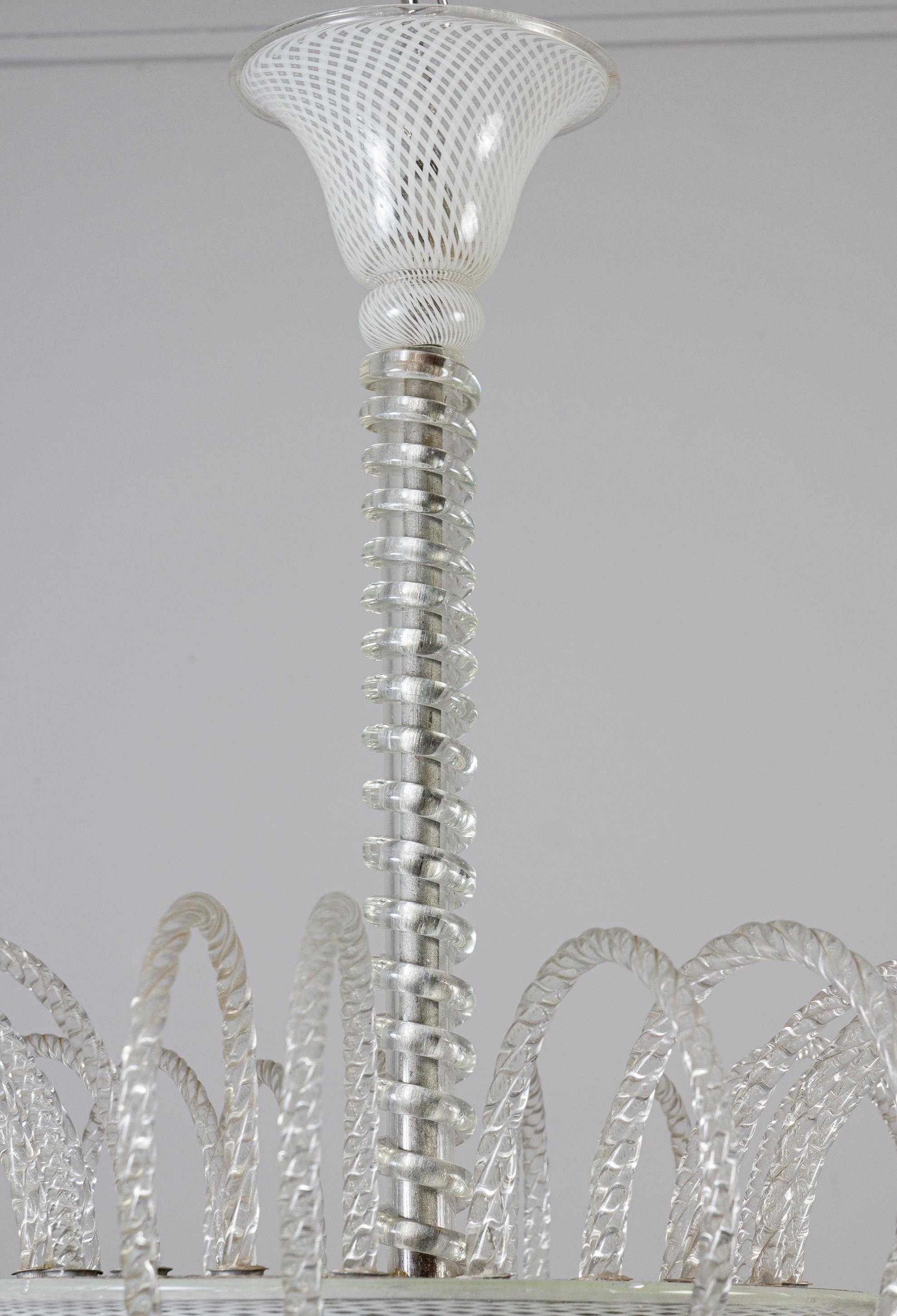 Bezaubernde Venini Atr. Reticello Murano Glas Laterne oder Anhänger 1940er Jahre im Angebot 2