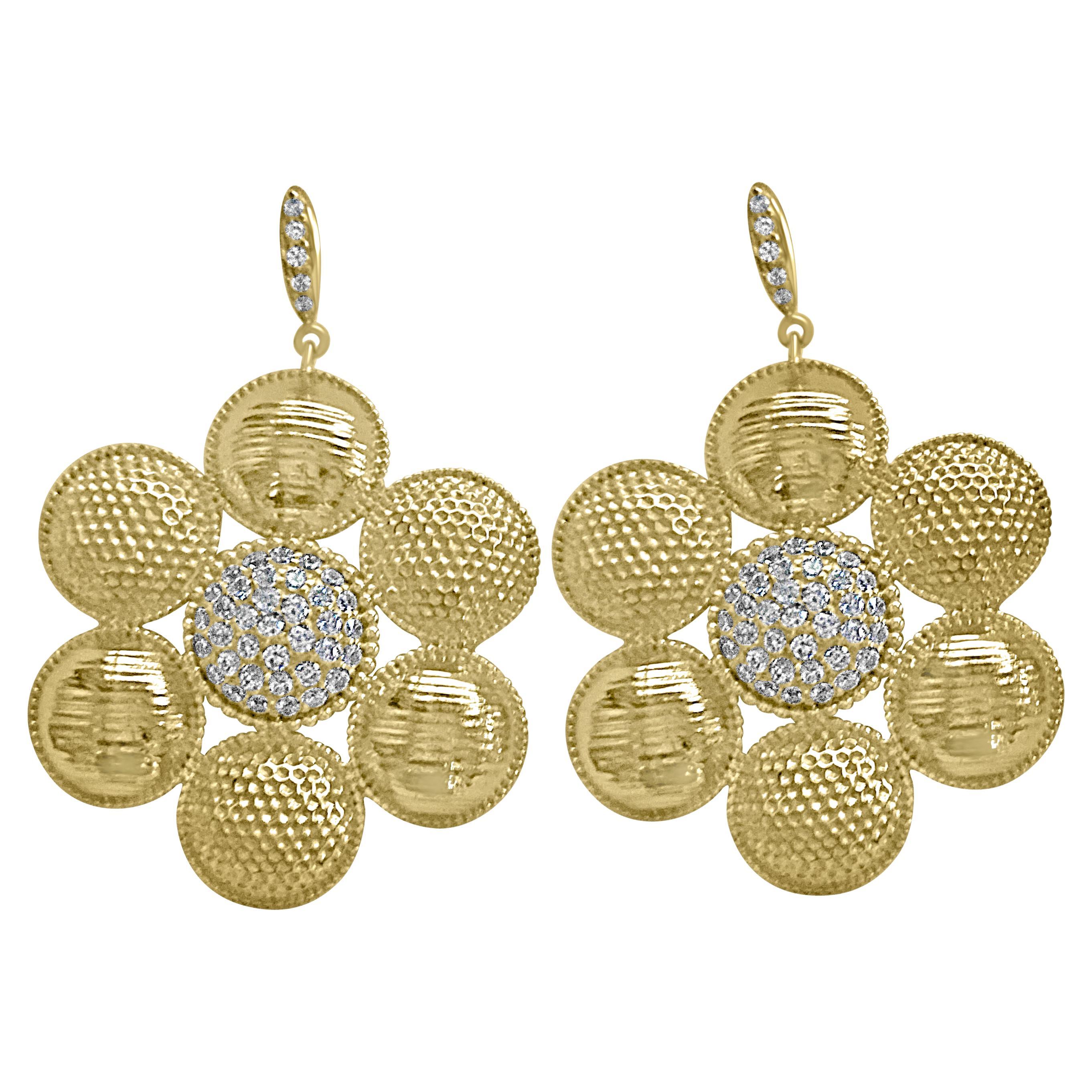 Twin Elegance Enchantment Circle Cluster Statement Earrings