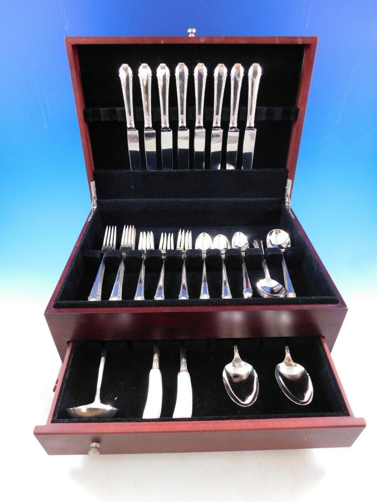 Art Deco Enchantress by International c1937 sterling silver flatware set, 51 pieces. This set includes:

8 knives, 9 1/8