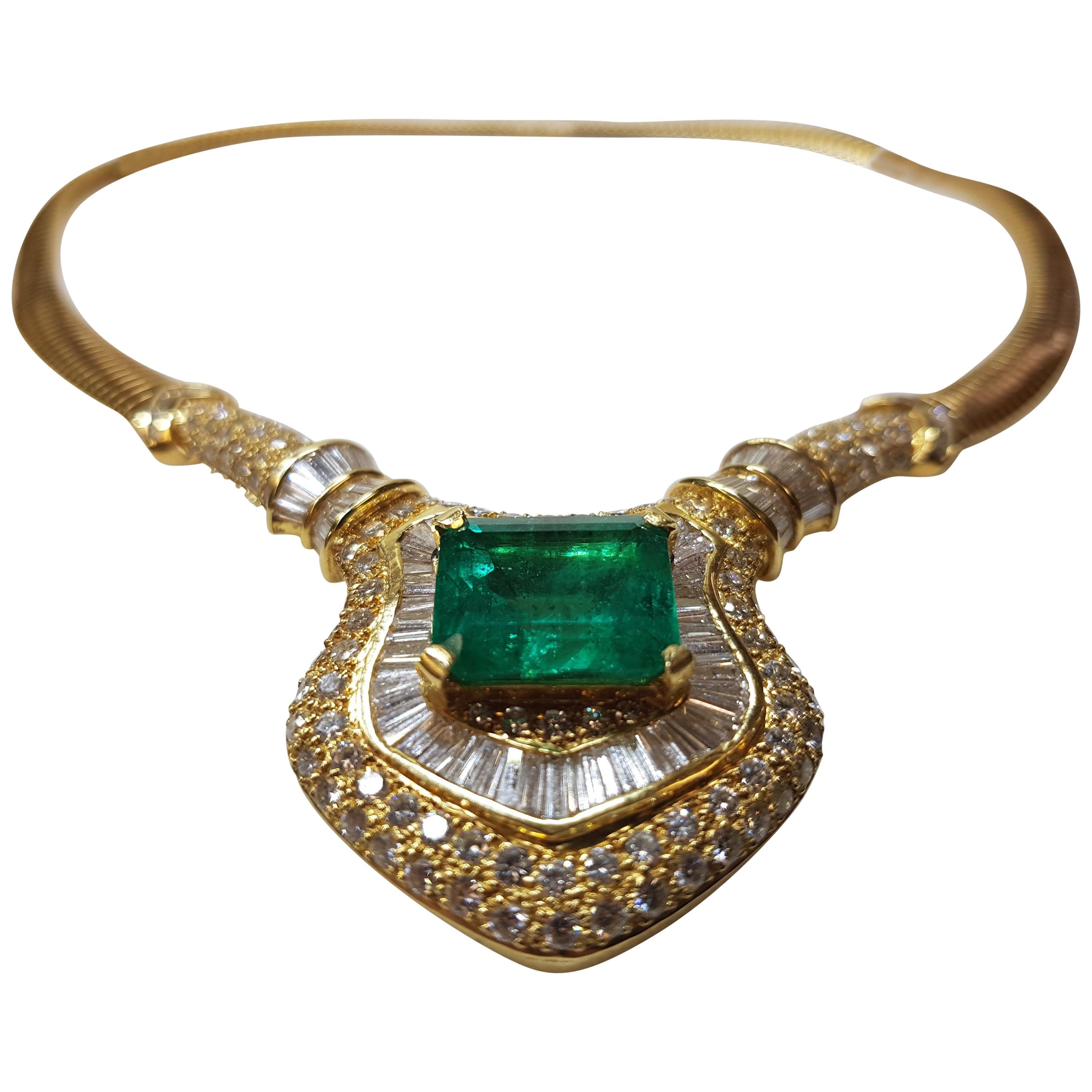 Enchantress Emerald and Diamond Necklace For Sale