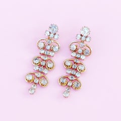 "Enchantress" Rhinestone Swirl Chandelier Earrings By Sarah Coventry, 1970s
