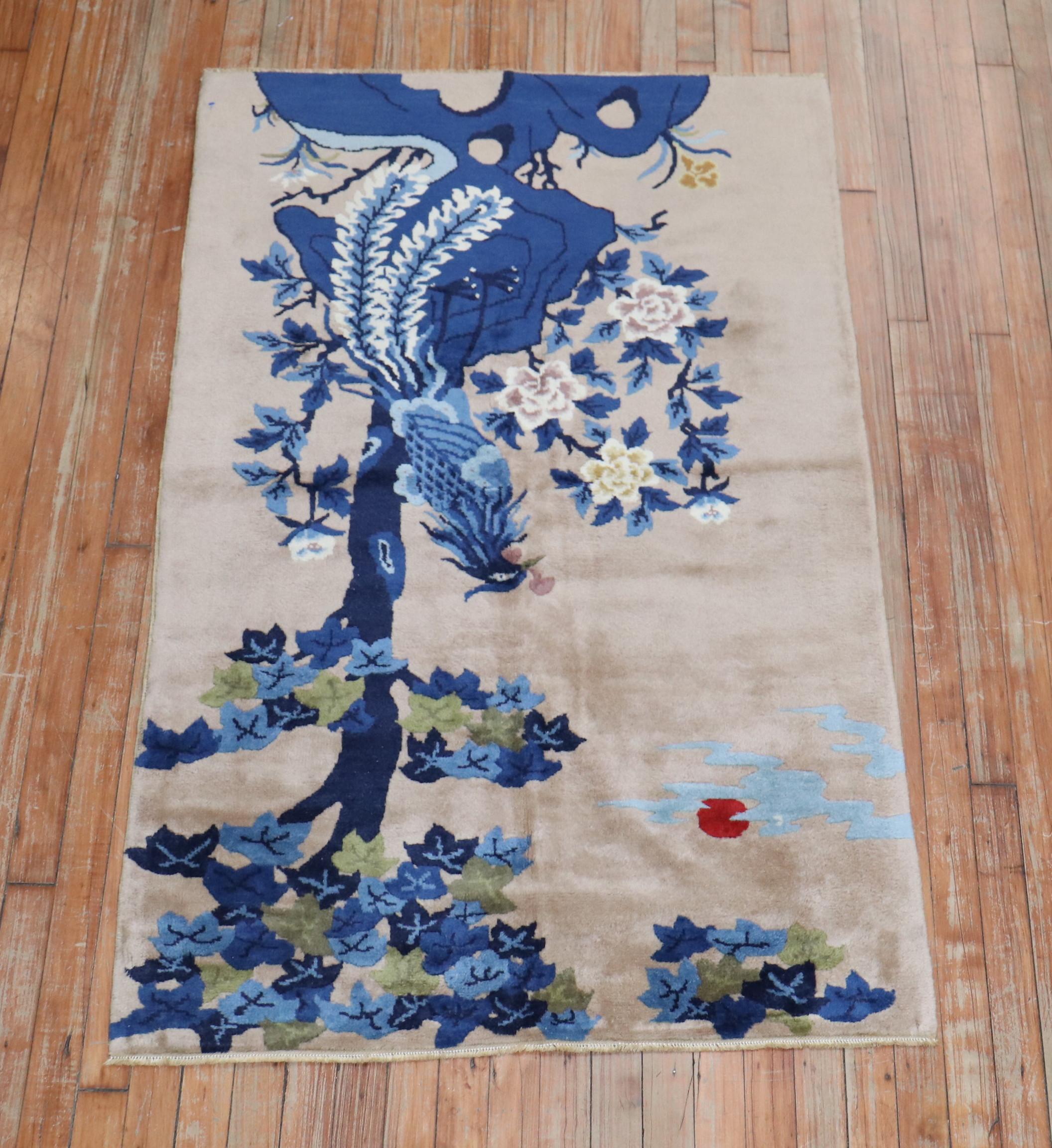 Floral motif Pictorial mid 20th century Tibetan rug

Measures: 3'1