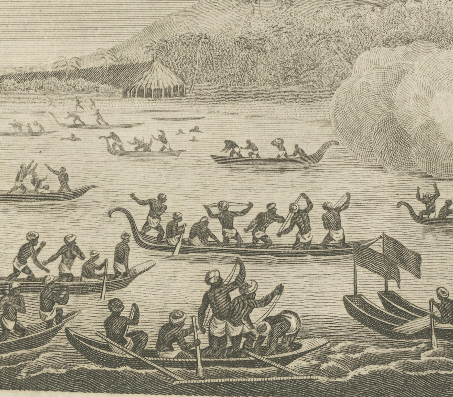 Encounters at Dawn: The Standoff at Tahiti with Captain Wallis Engraved, 1801 For Sale 1