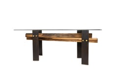 Encrucijada: Unique Capa Prieto Dining Table with Corten Steel & Brass