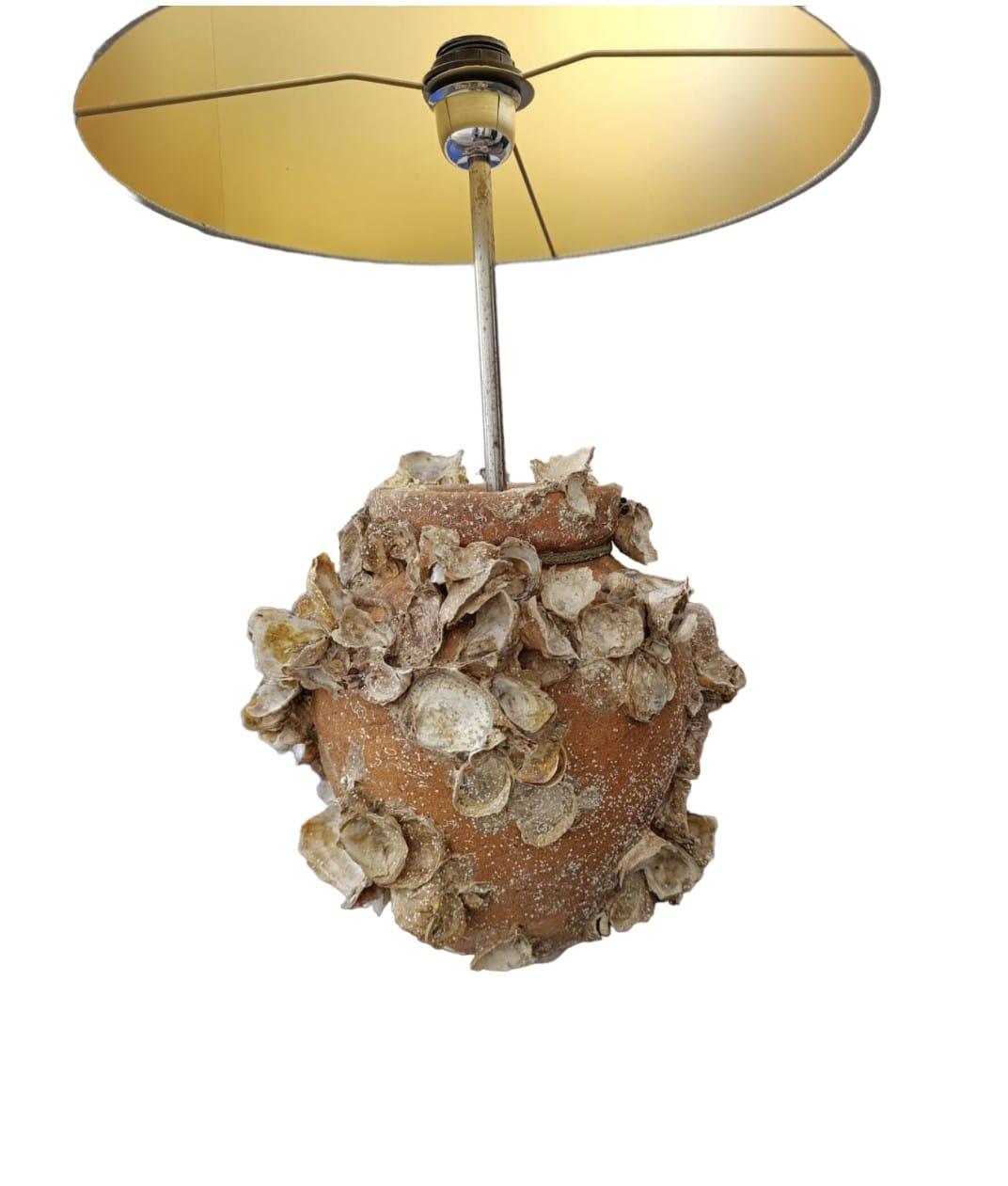 Organic Modern Encrusted Terracota Octopus pot lamp For Sale