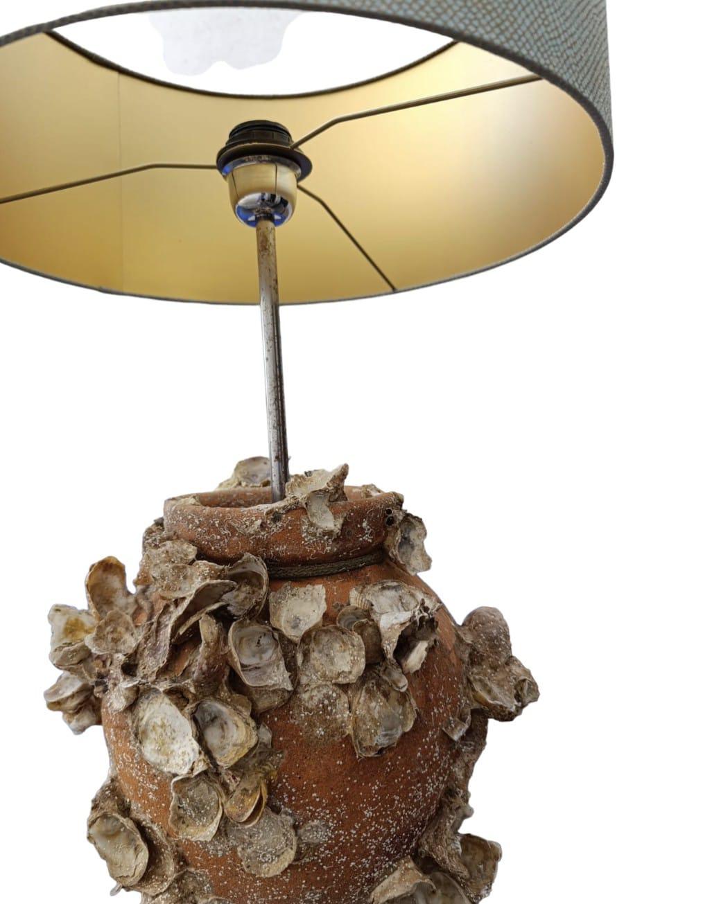 Portuguese Encrusted Terracota Octopus pot lamp For Sale