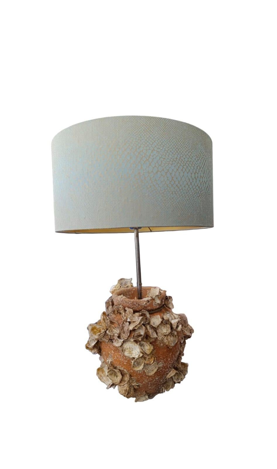 Hand-Crafted Encrusted Terracota Octopus pot lamp For Sale