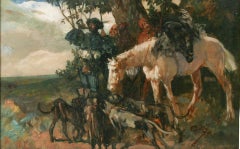 Ölgemälde, Jagdszene, Herman Emil Pohle, Herman Emil Pohle, Ende des 19. Jahrhunderts