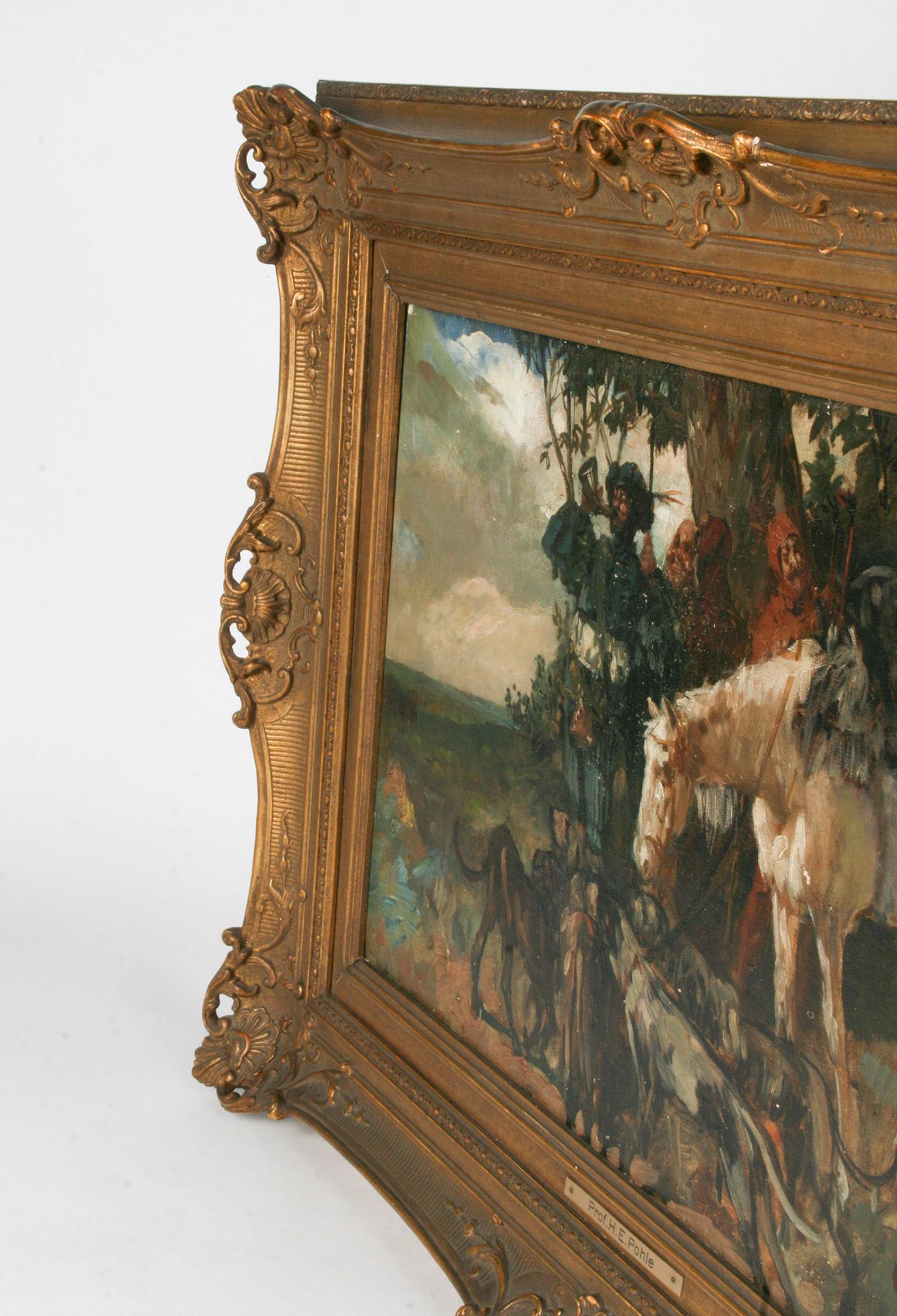XIXe siècle Fin du 19ème siècle Peinture à l'huile Scène de chasse Herman Emil Pohle en vente