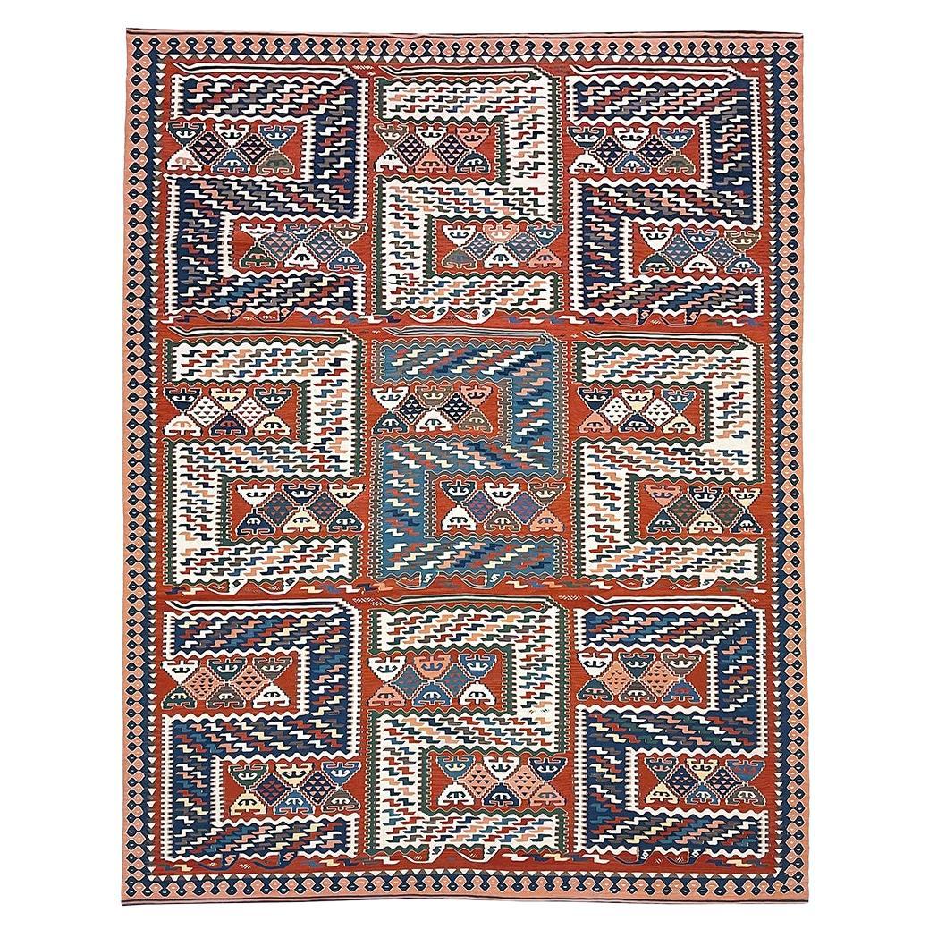 End-20th Century Sileh Style Kilim, Handwoven, Anatolian, Vintage For Sale