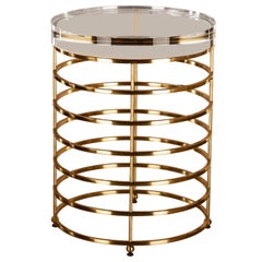 End and Occasional Solid Brass and Lucite Circle, Table
