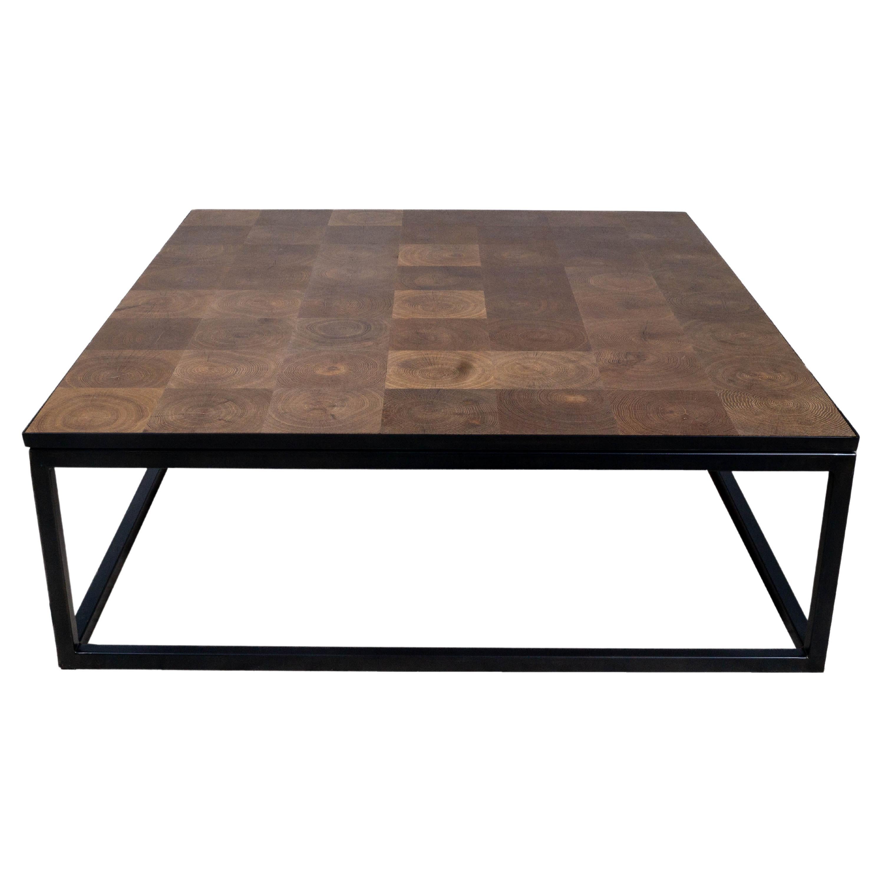 End Cut Oak Coffee Table with Banded Plank Top
