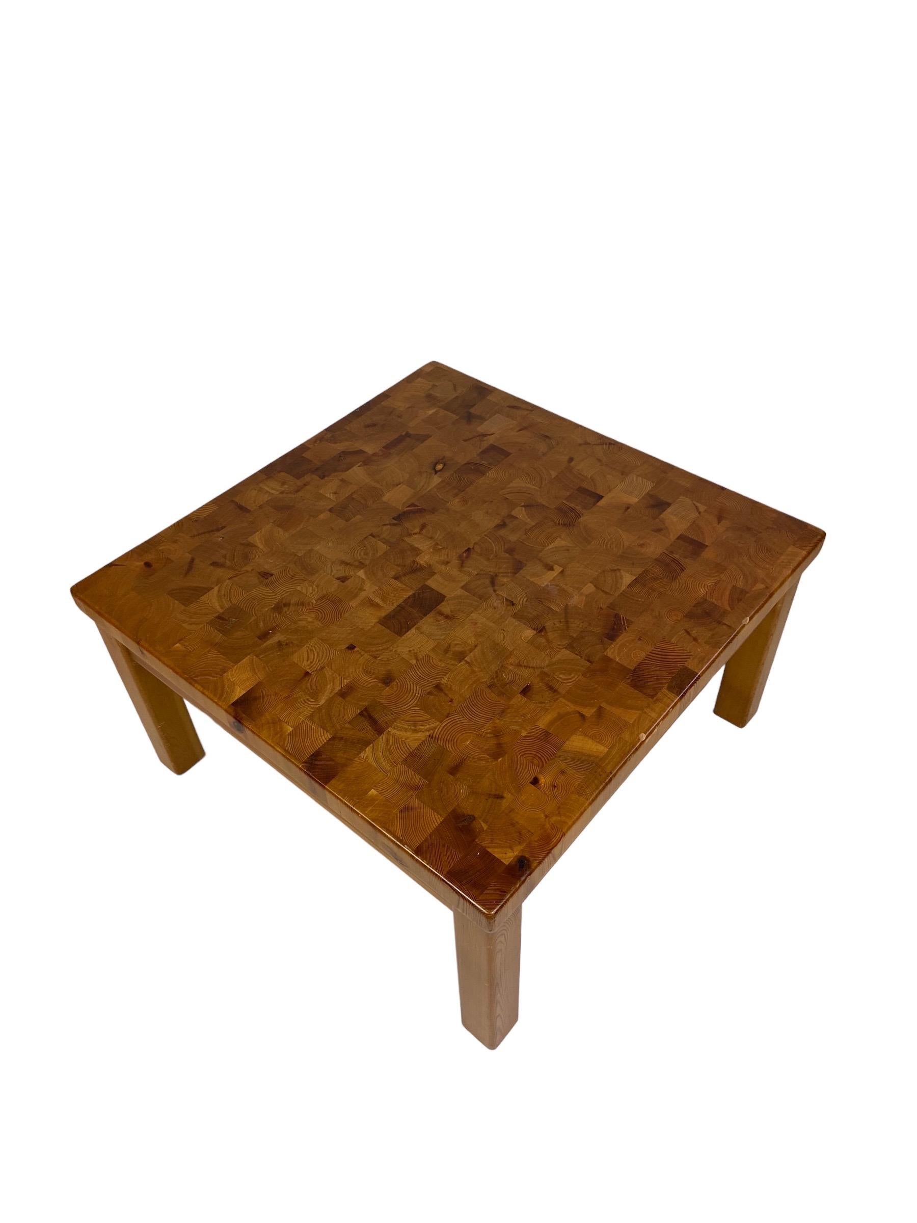 Dutch End Grain Pinewood Side Table For Sale