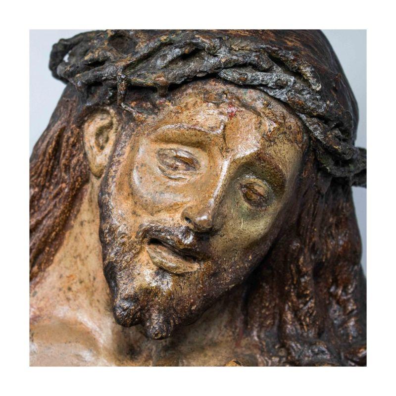 Italian End of 16th Century Ecce Homo Sculpture Papier-mâché and Terracotta For Sale