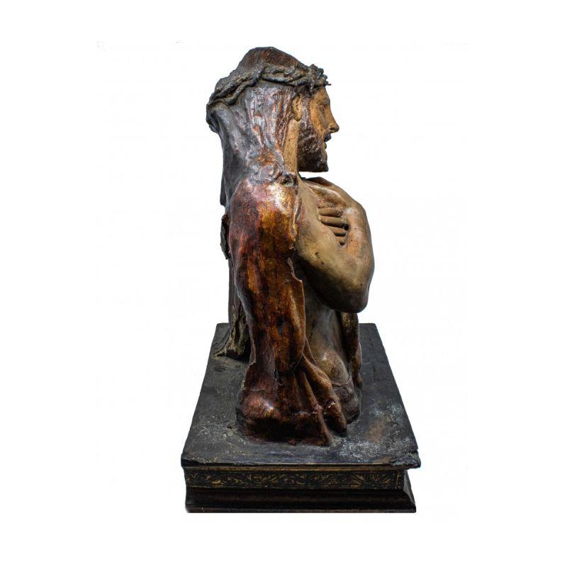End of 16th Century Ecce Homo Sculpture Papier-mâché and Terracotta In Good Condition For Sale In Milan, IT