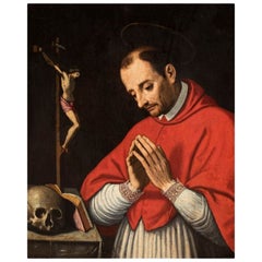 End of 16th Century San Carlo Lombard School Painting Oil on Panel