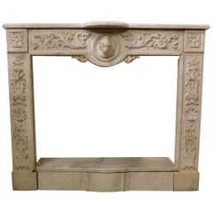End of 19th Century Antique Neo-Renaissance Carved Fireplace in Marble