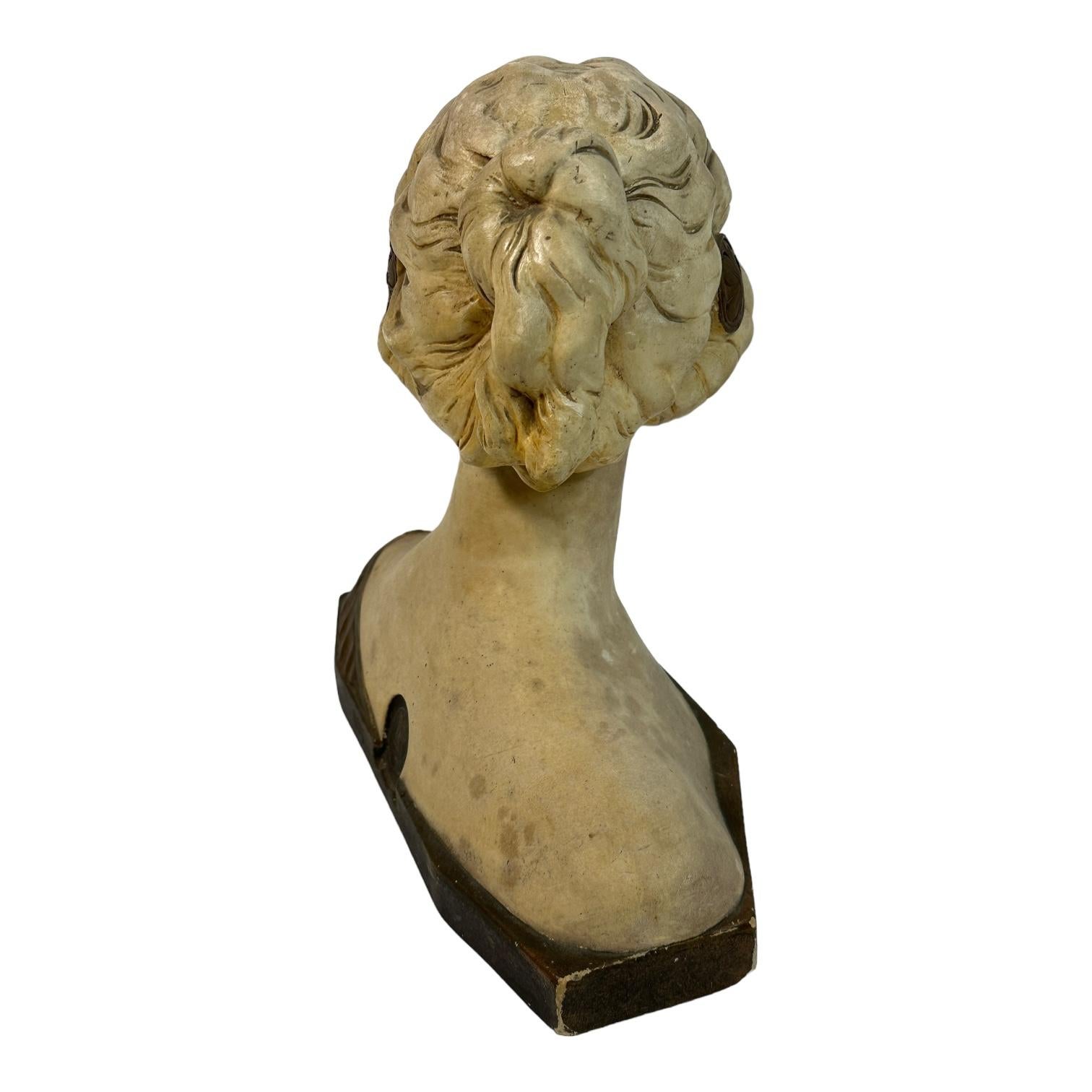 Hand-Crafted End of 19th Century Art Nouveau Lady or Girl Bust, 1890s, Germany