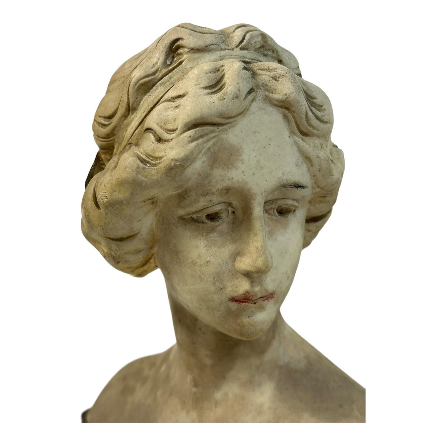 Plaster End of 19th Century Art Nouveau Lady or Girl Bust, 1890s, Germany