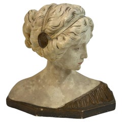 End of 19th Century Art Nouveau Lady or Girl Bust, 1890s, Germany
