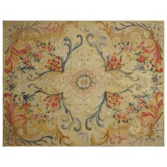 End of 19th Century Handwoven Antique Aubusson Rug