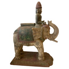 Indische religiöse Skulptur eines Elefanten aus dem 19. Jahrhundert 