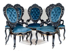 End of 19th Century Set of 5 Louis Filip Style Mahogany Armchairs