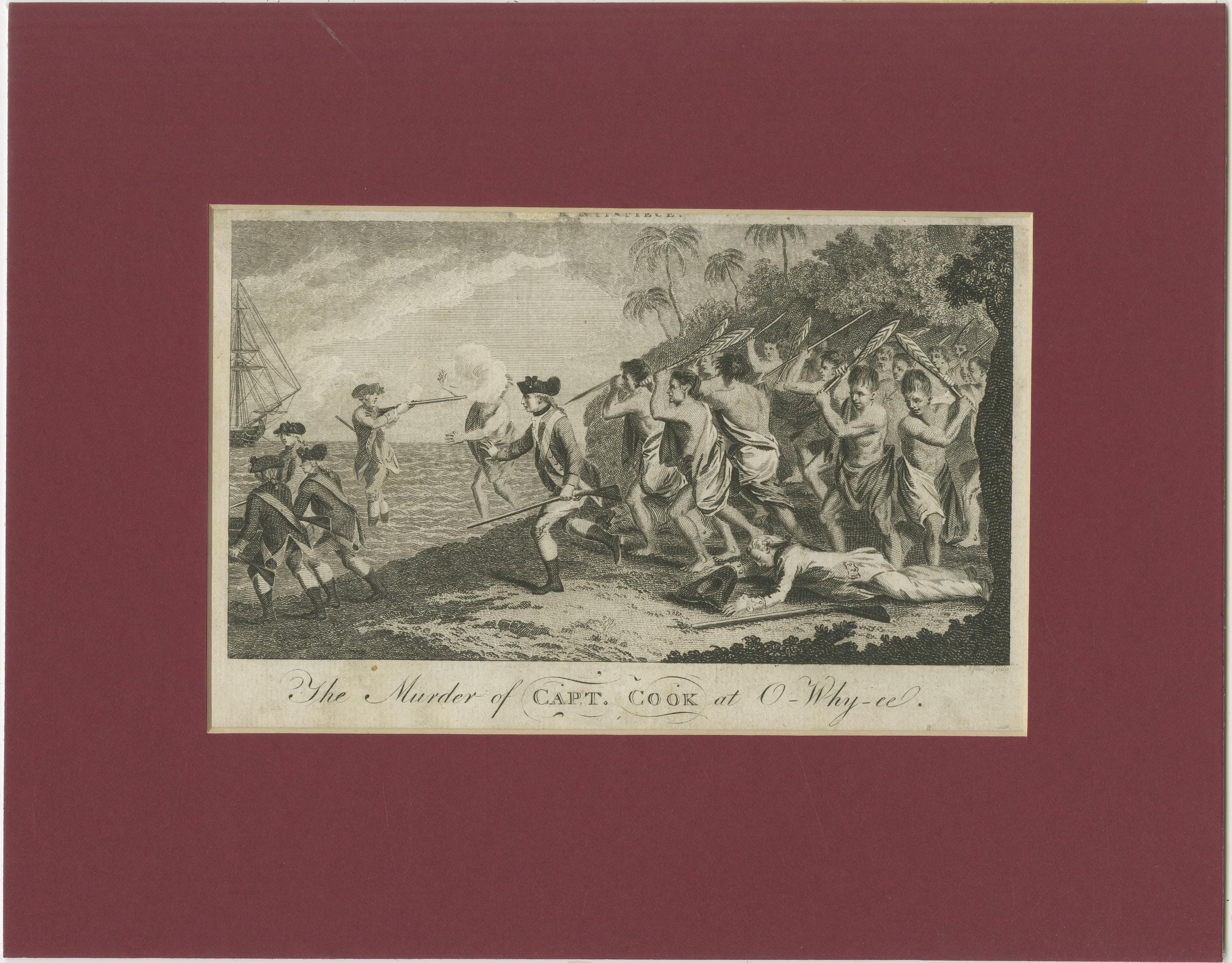 Engraved End of an Odyssey: The Fall of Captain James Cook in Hawaii in 1779 For Sale
