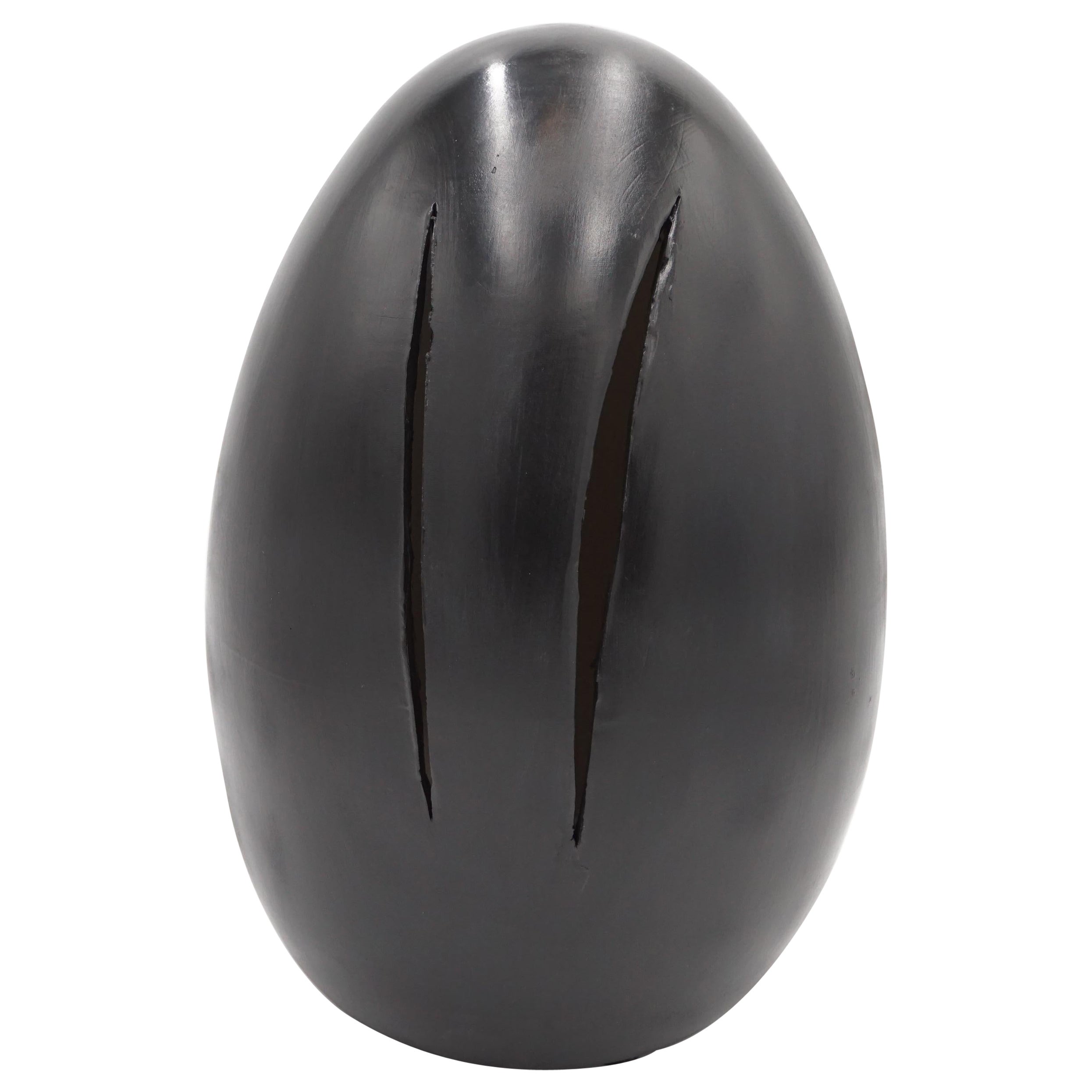 Lámparas de mesa escultóricas de cerámica negra Fin de Dios, Homenaje a Lucio Fontana en venta