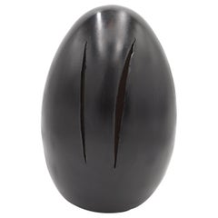 End of God Sculptural Black Ceramic Table Lamps, Tribute to Lucio Fontana
