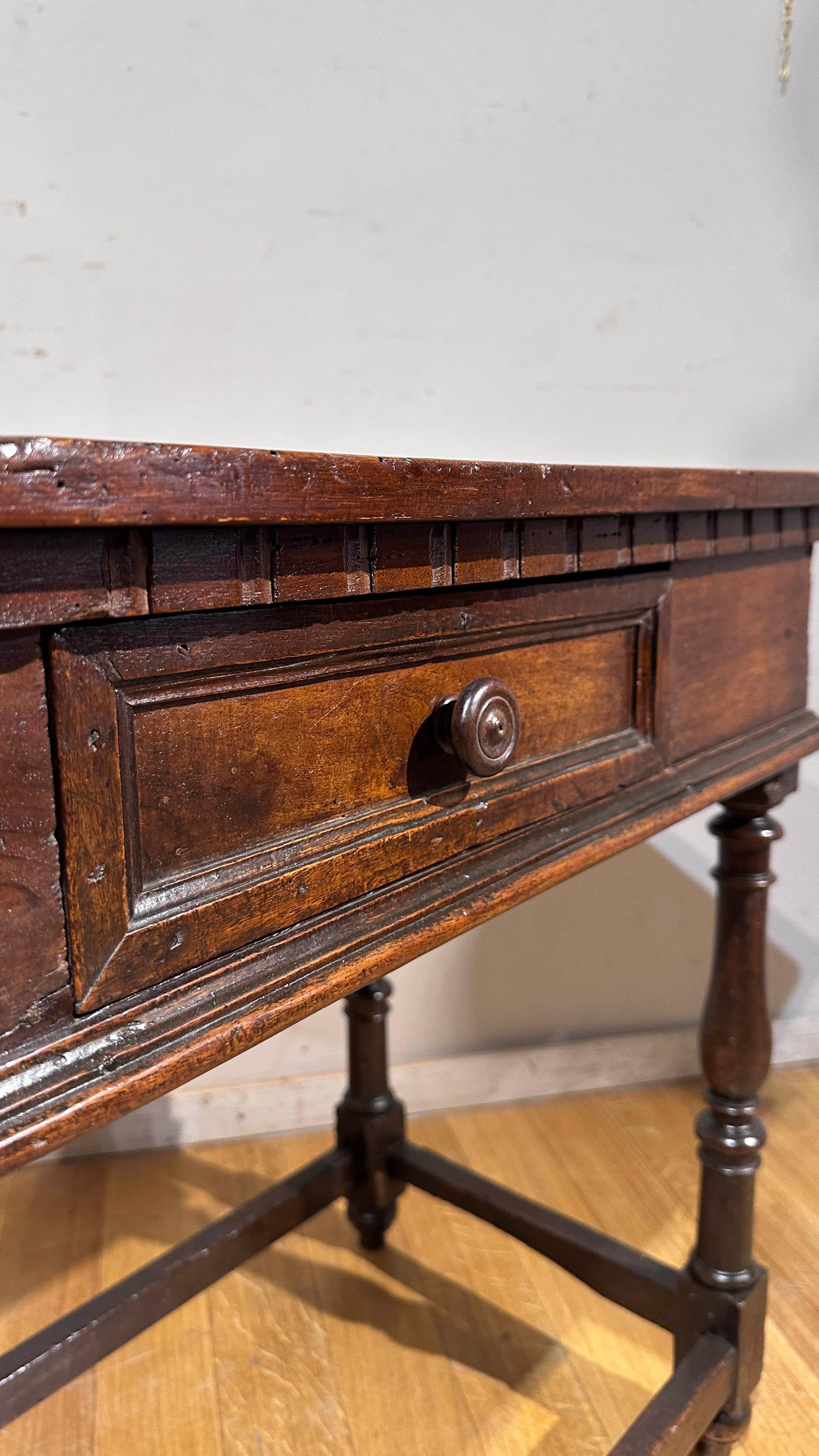 Carved END OF THE 16th CENTURY LOUIS XIV TABLE WITH DRAWER For Sale