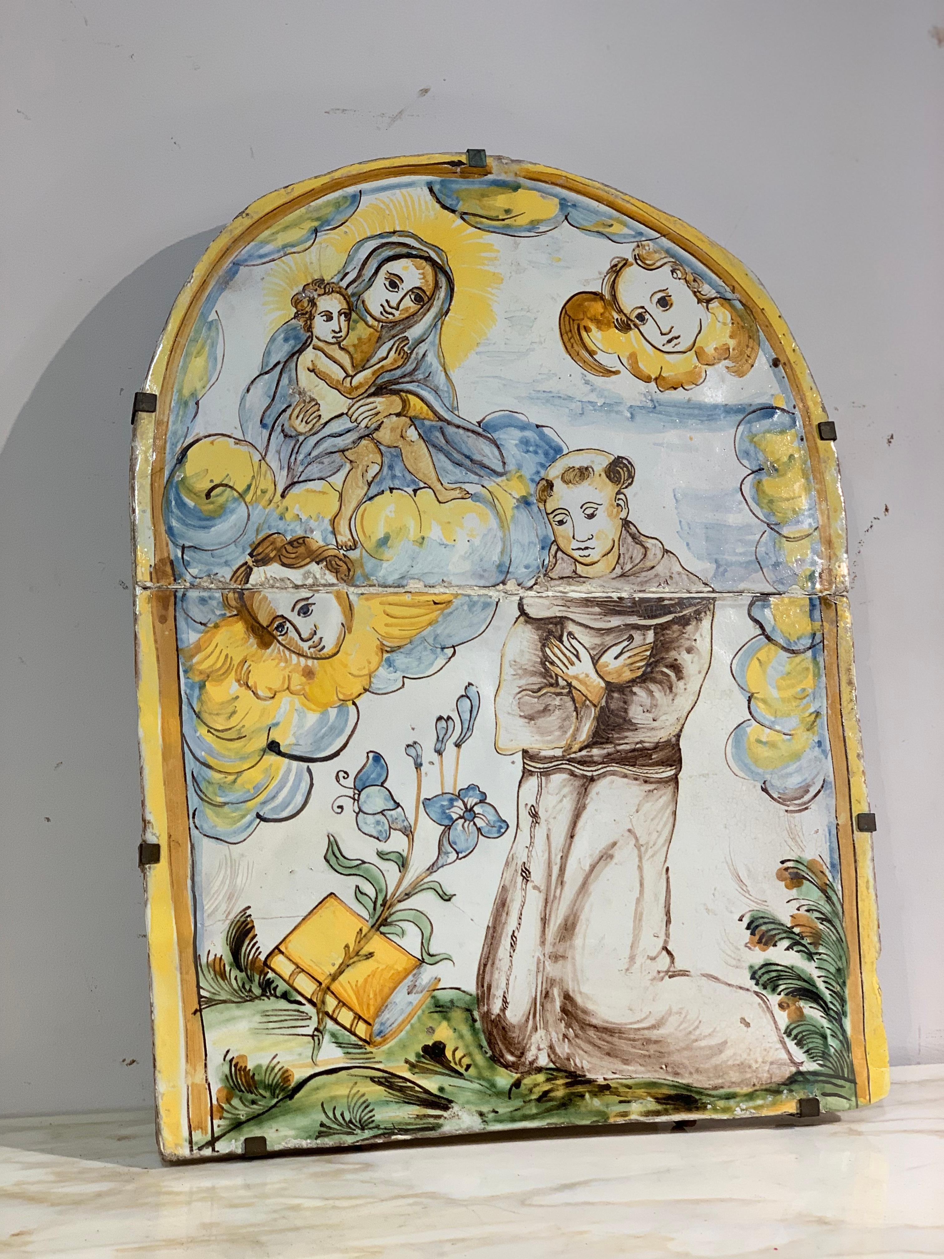 Enameled END OF THE 17th CENTURY MONTELUPO MAJOLICA PLAQUE  For Sale