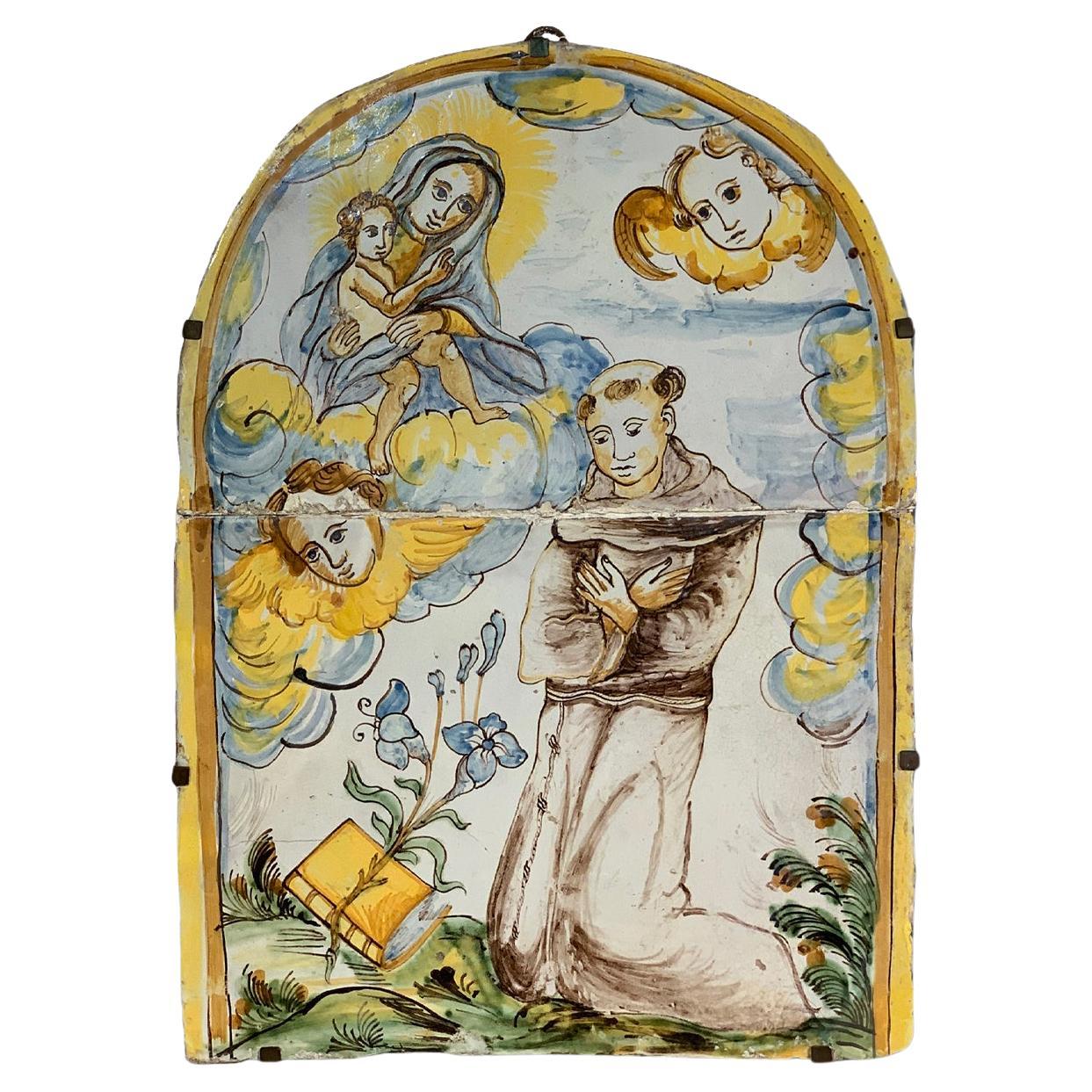 END OF THE 17th CENTURY MONTELUPO MAJOLICA PLAQUE  For Sale