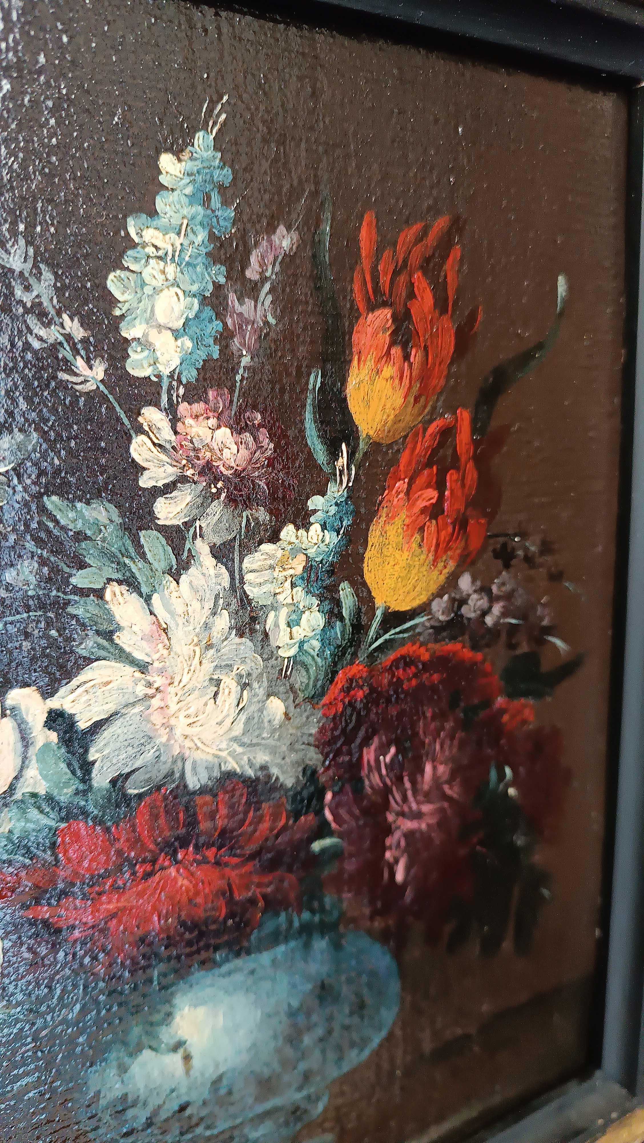 Ebanizzato END OF THE 17th CENTURY PAIR OF PAINTINGS WITH FLOWER VASES in vendita