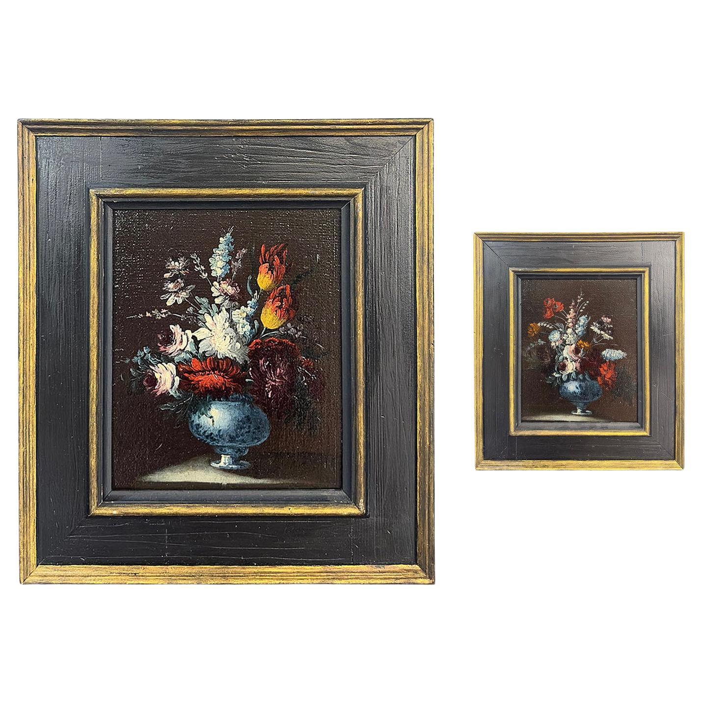 END OF THE 17th CENTURY PAIR OF PAINTINGS WITH FLOWER VASES