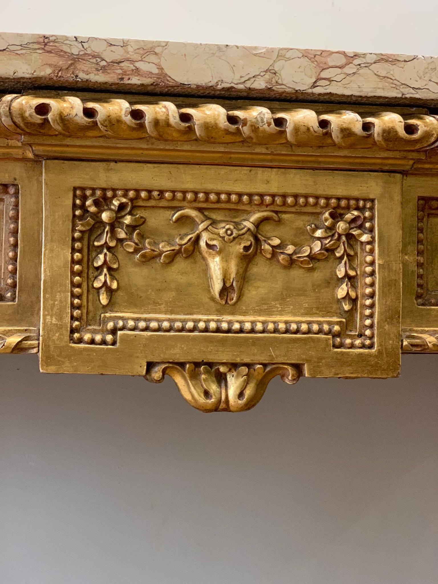 END OF THE 18th CENTURY GOLDEN CONSOLE  In Good Condition For Sale In Firenze, FI