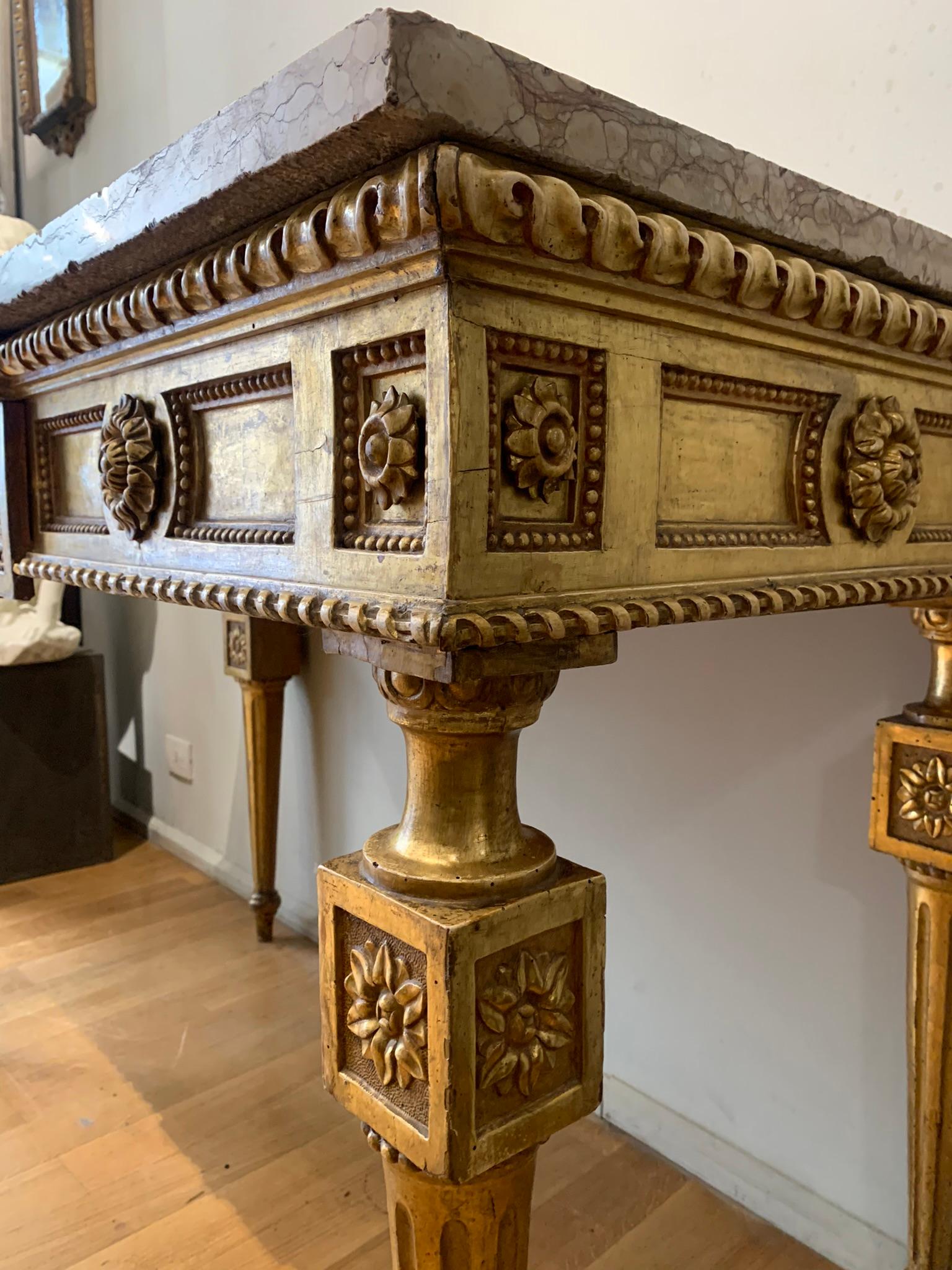 Marble END OF THE 18th CENTURY GOLDEN CONSOLE  For Sale