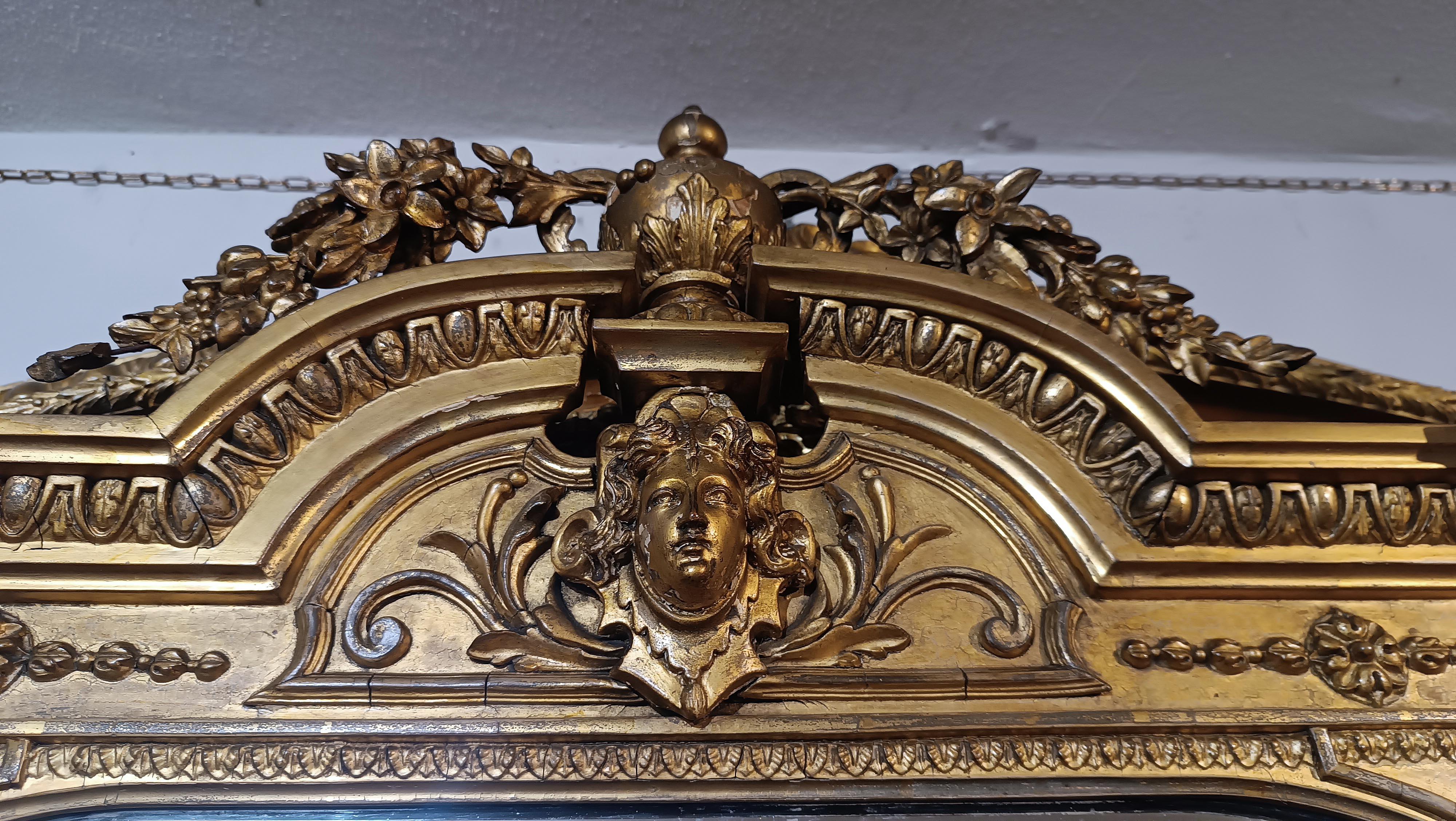 Hand-Carved END OF THE 18th CENTURY GOLDEN MIRROR WITH CARYATIDS For Sale