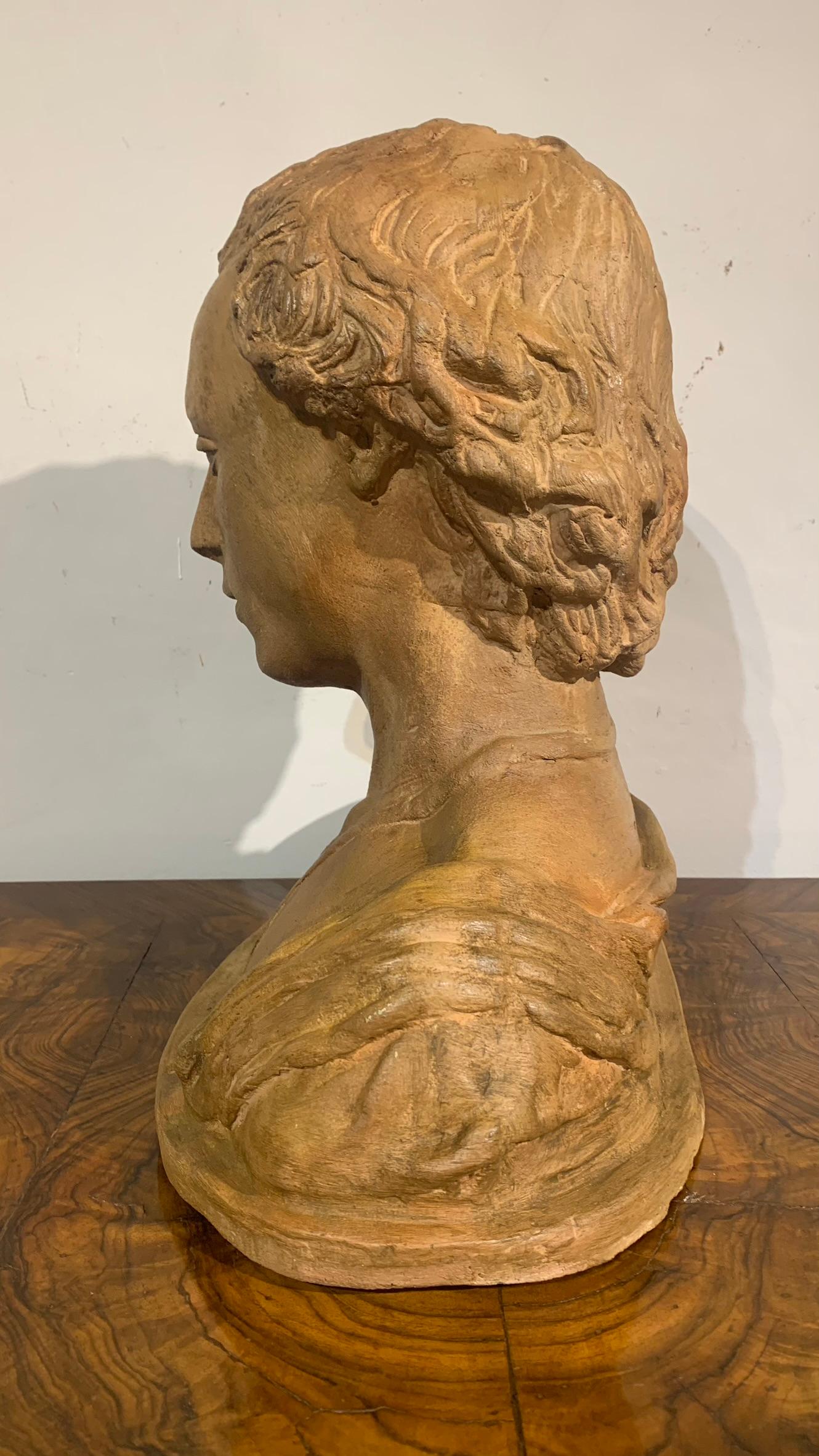 END OF THE 18th CENTURY NEOCLASSIC TERRACOTTA BUST  For Sale 2