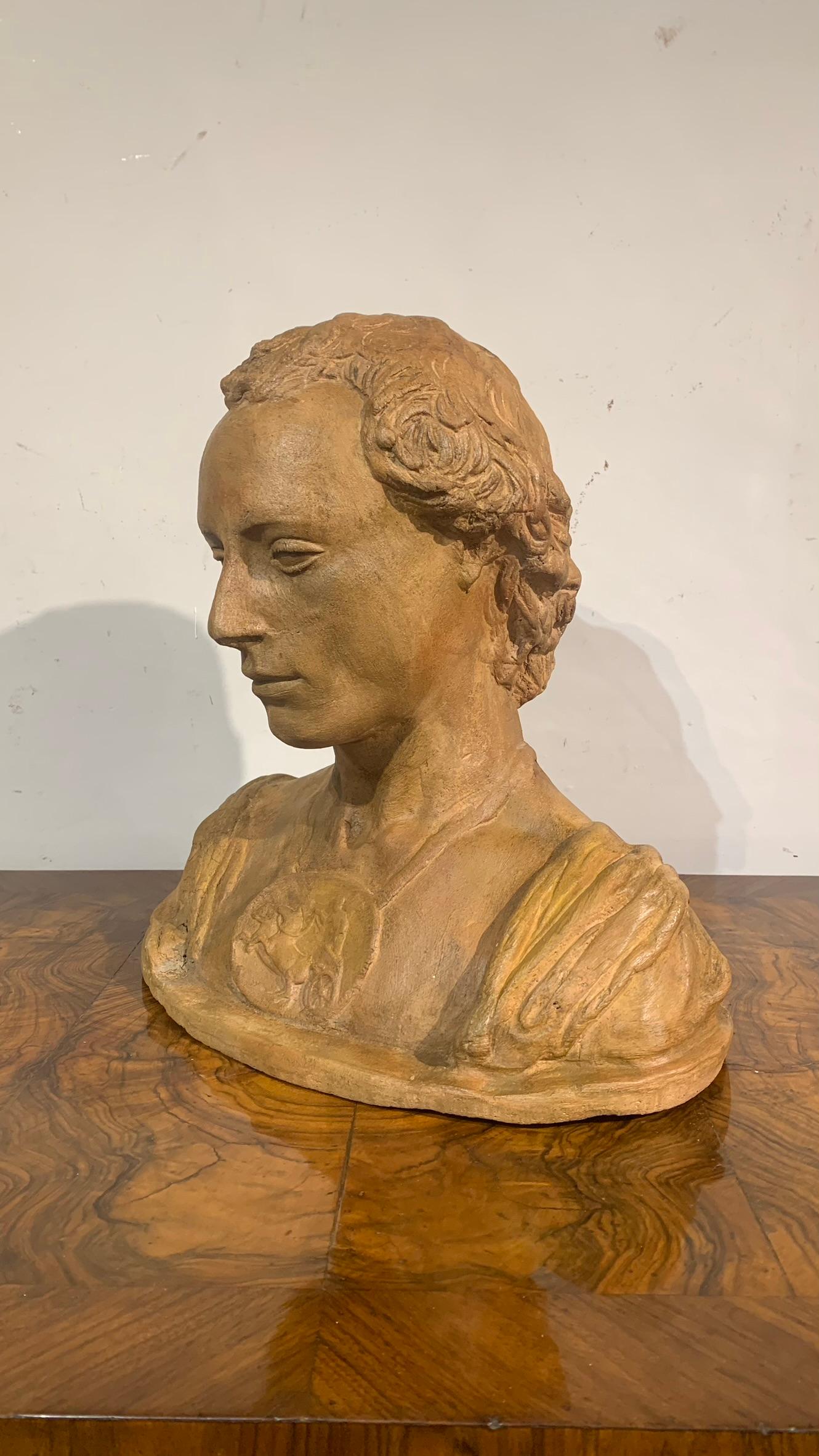 Neoclassical Revival END OF THE 18th CENTURY NEOCLASSIC TERRACOTTA BUST  For Sale
