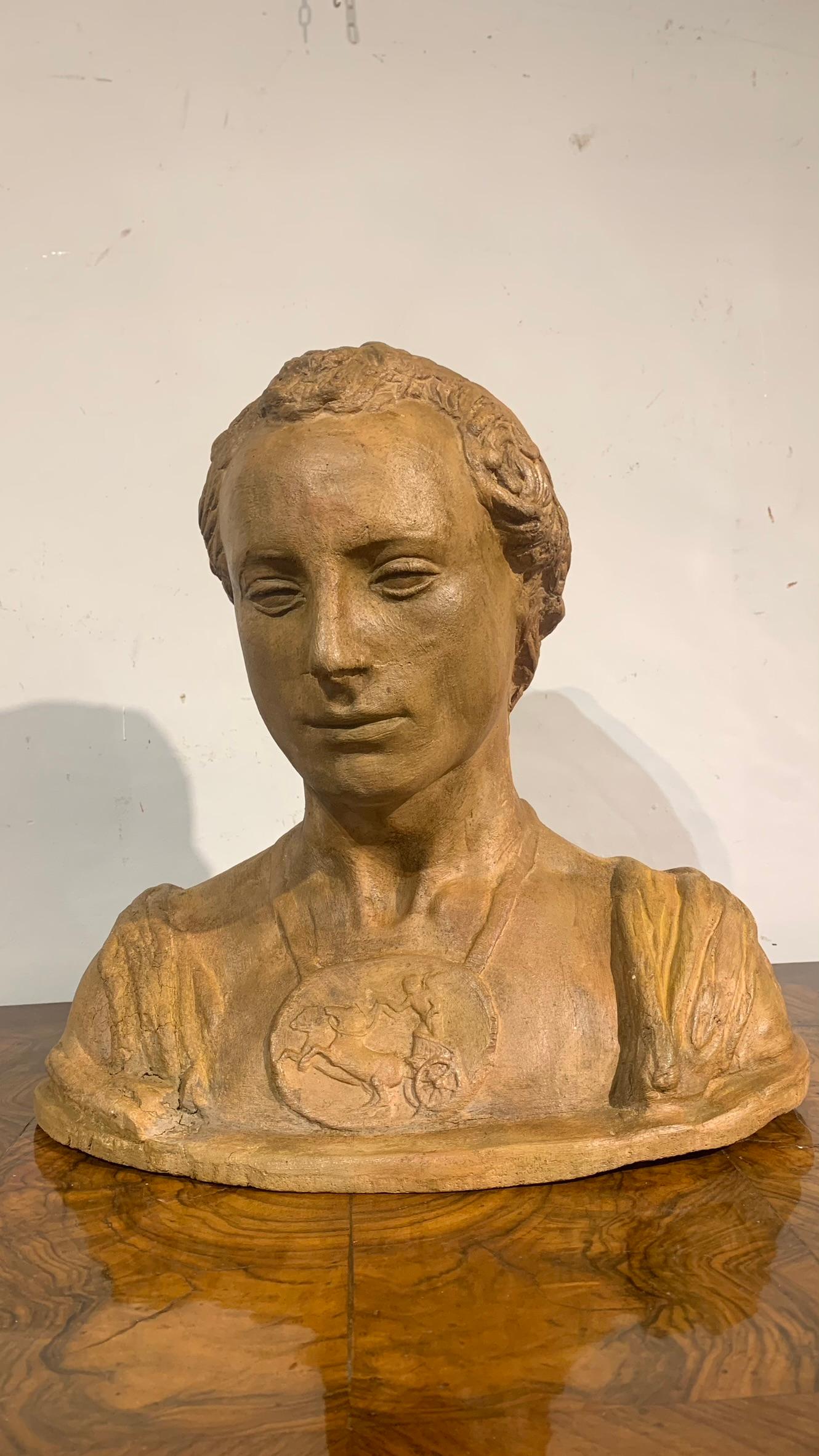 Italian END OF THE 18th CENTURY NEOCLASSIC TERRACOTTA BUST  For Sale