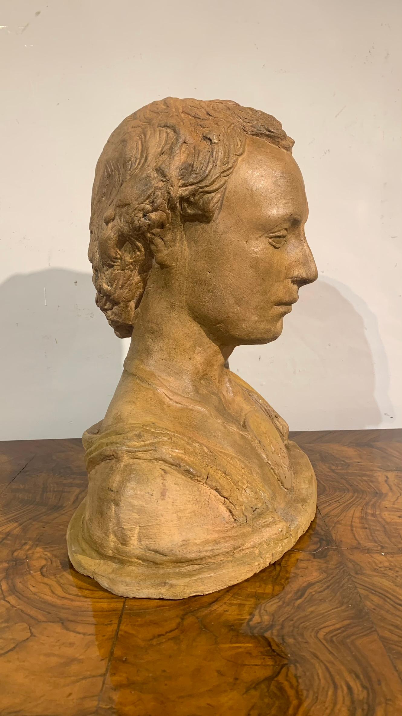 18th Century END OF THE 18th CENTURY NEOCLASSIC TERRACOTTA BUST  For Sale